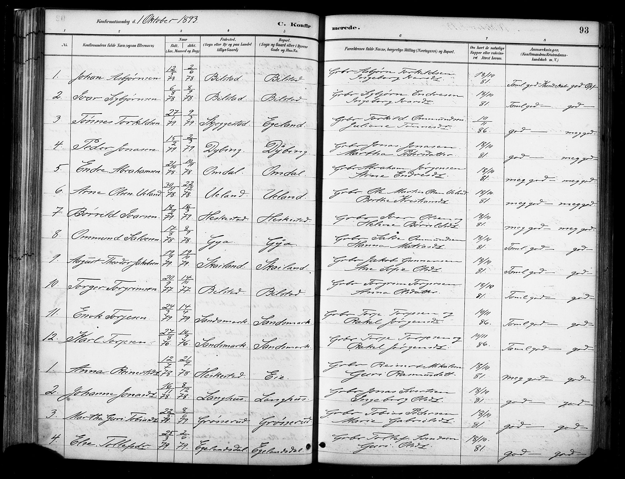 Lund sokneprestkontor, AV/SAST-A-101809/S06/L0012: Parish register (official) no. A 11, 1887-1921, p. 93