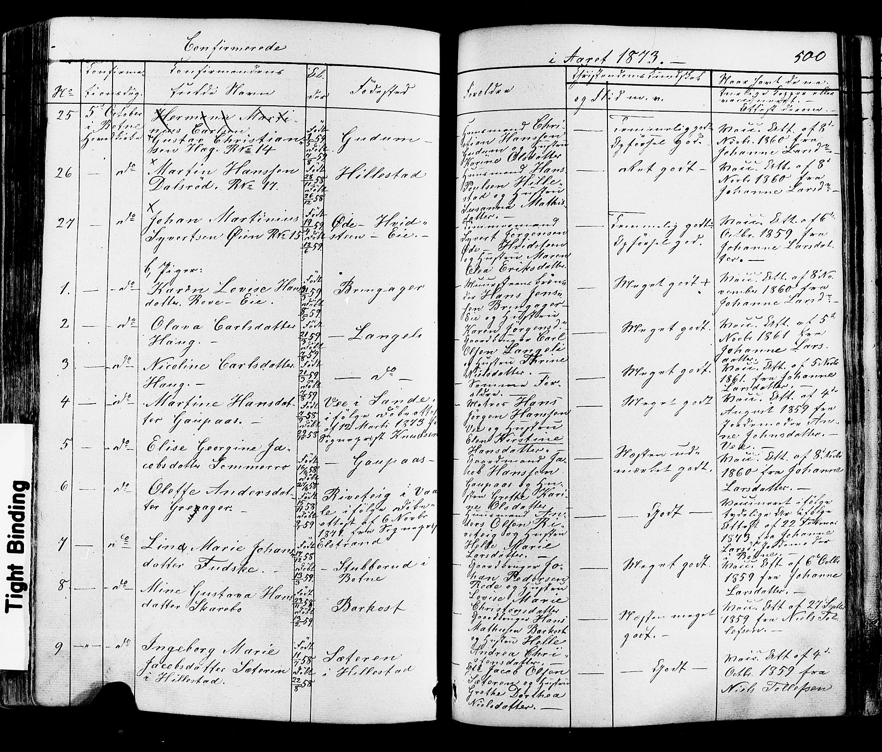 Botne kirkebøker, AV/SAKO-A-340/F/Fa/L0006: Parish register (official) no. I 6, 1836-1877, p. 500