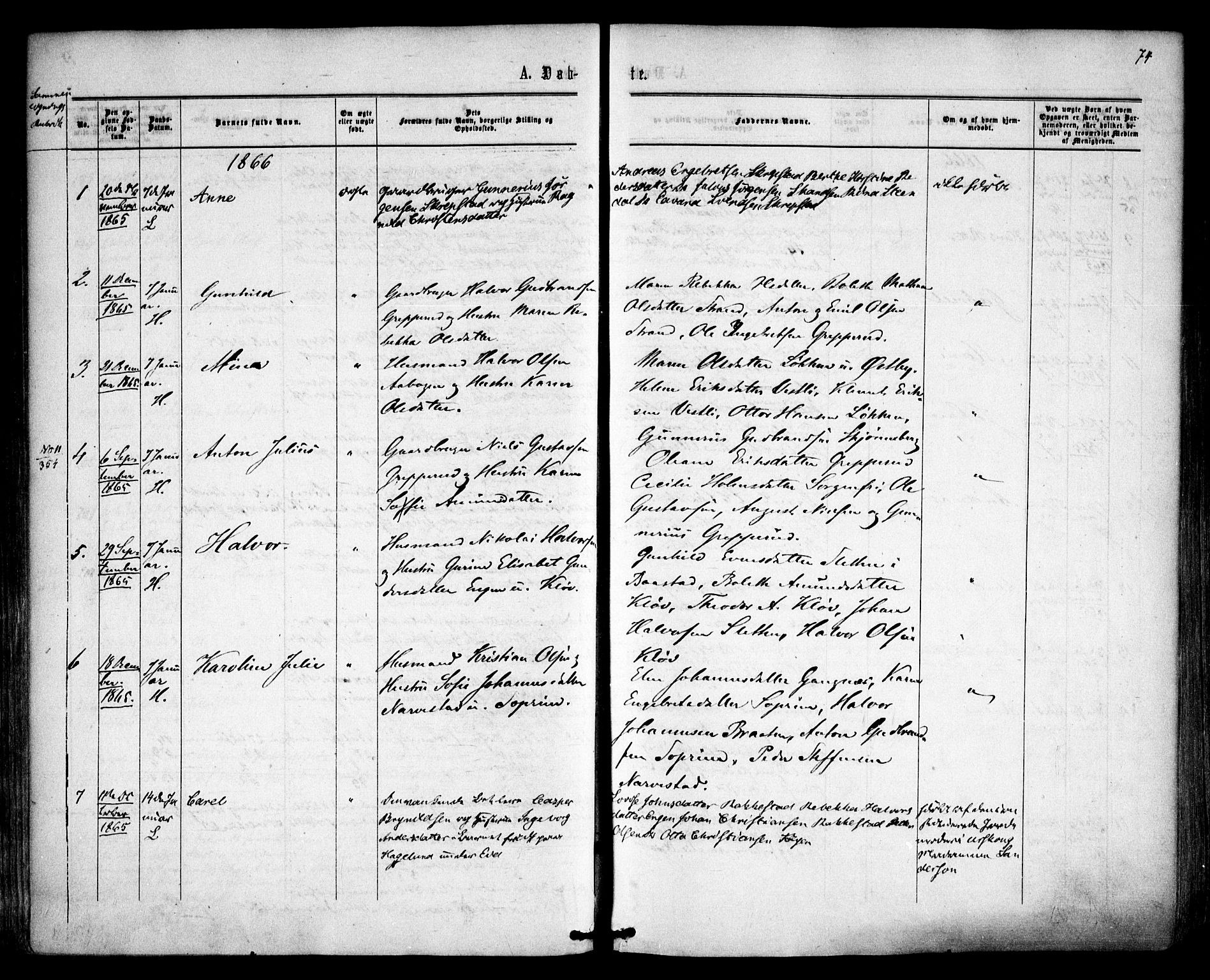 Høland prestekontor Kirkebøker, SAO/A-10346a/F/Fa/L0011: Parish register (official) no. I 11, 1862-1869, p. 74
