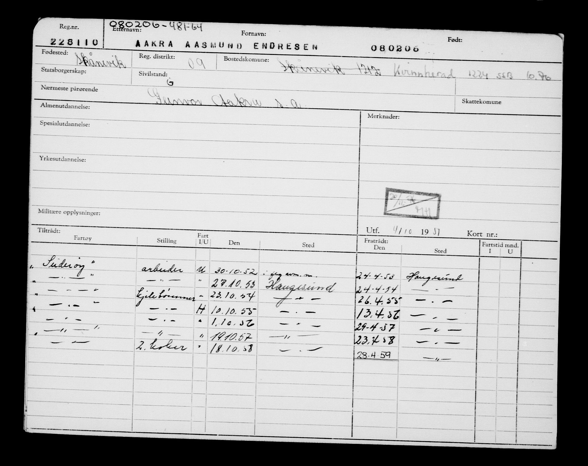 Direktoratet for sjømenn, AV/RA-S-3545/G/Gb/L0063: Hovedkort, 1906, p. 431