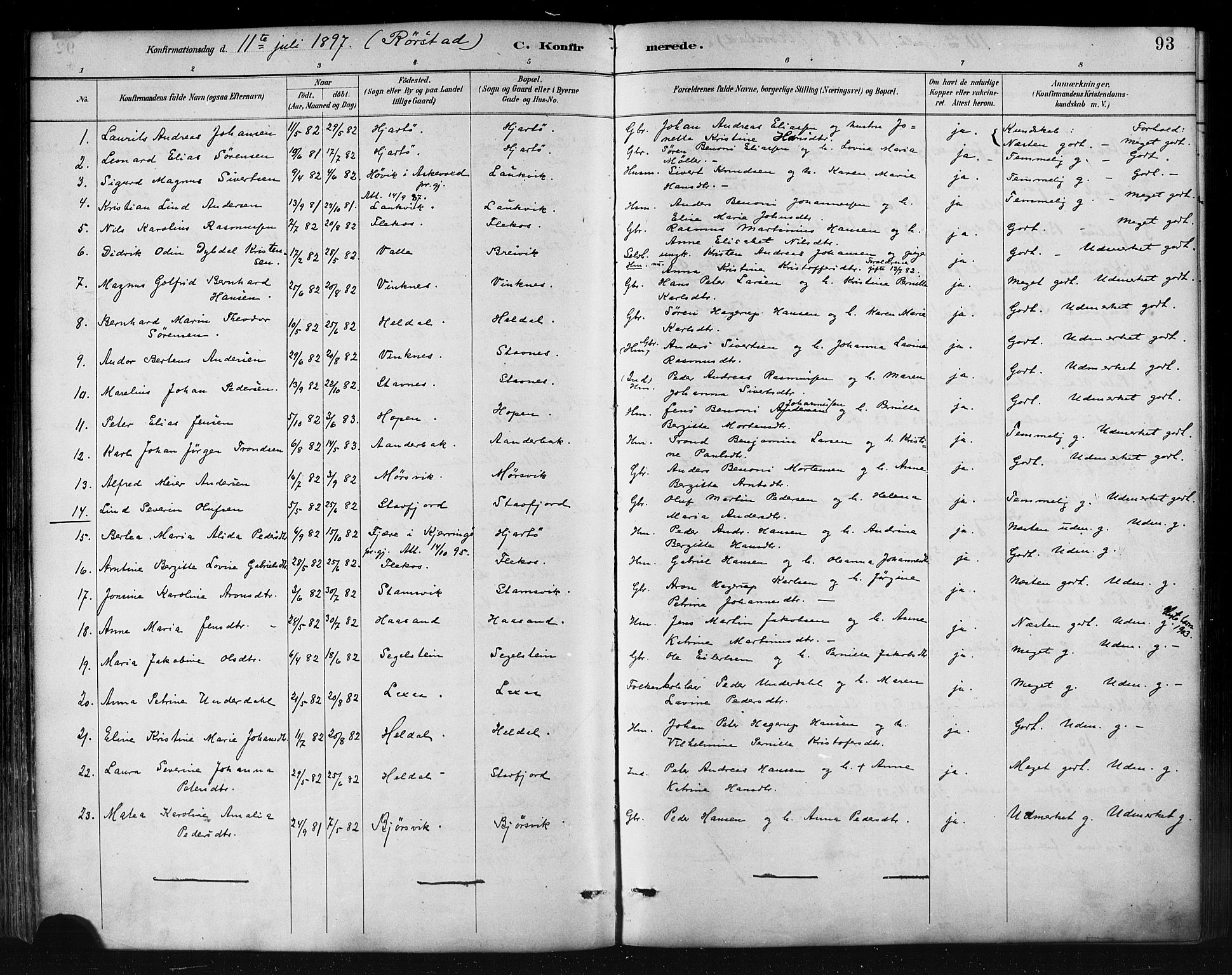 Ministerialprotokoller, klokkerbøker og fødselsregistre - Nordland, AV/SAT-A-1459/858/L0831: Parish register (official) no. 858A01, 1884-1902, p. 93