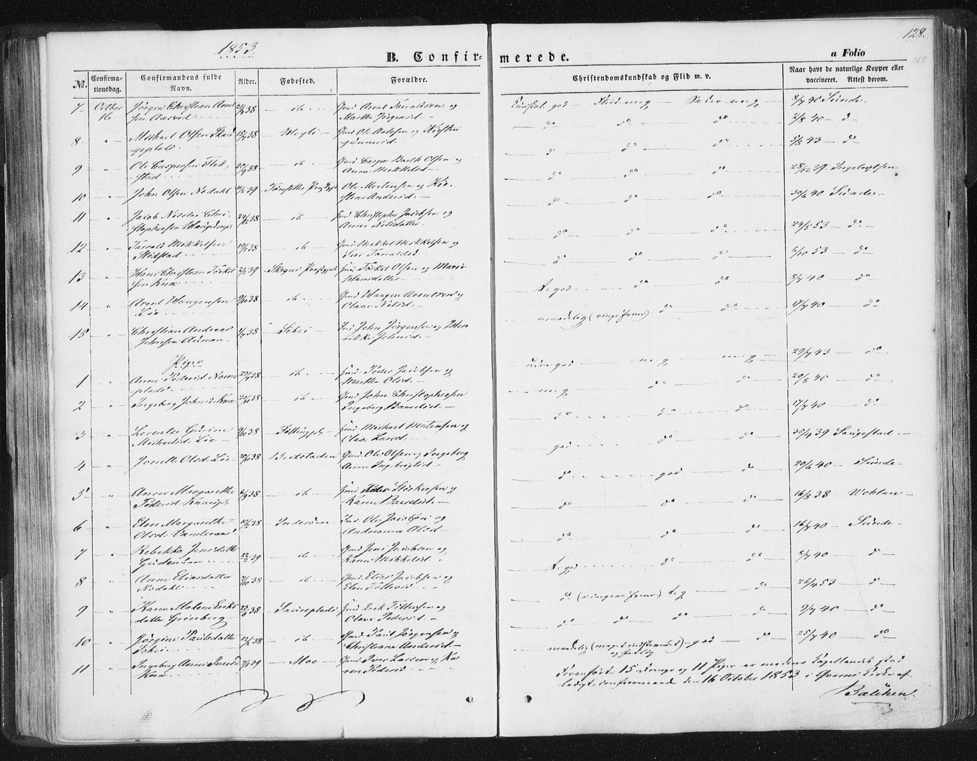 Ministerialprotokoller, klokkerbøker og fødselsregistre - Nord-Trøndelag, AV/SAT-A-1458/746/L0446: Parish register (official) no. 746A05, 1846-1859, p. 128