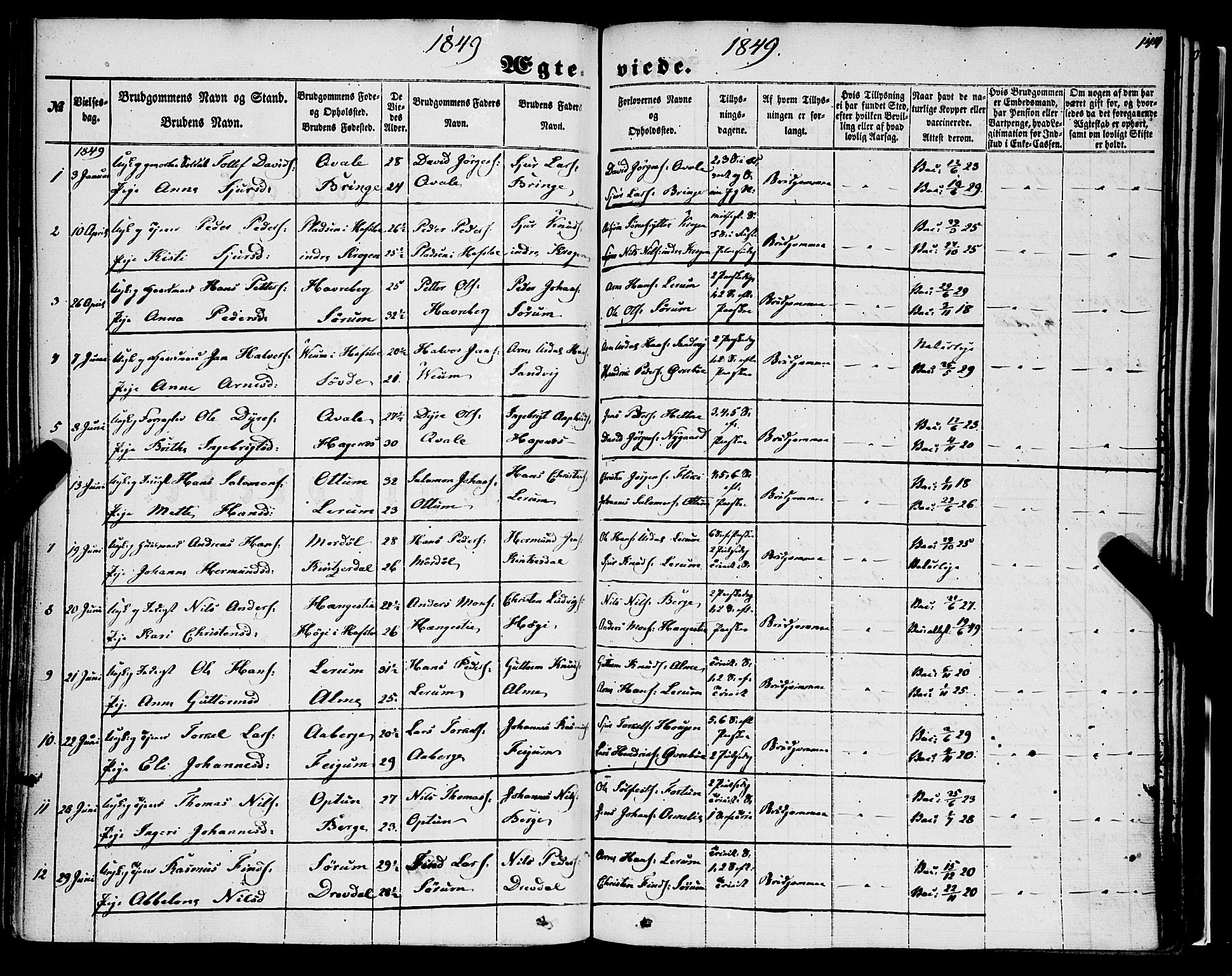 Luster sokneprestembete, AV/SAB-A-81101/H/Haa/Haaa/L0007: Parish register (official) no. A 7, 1849-1859, p. 144