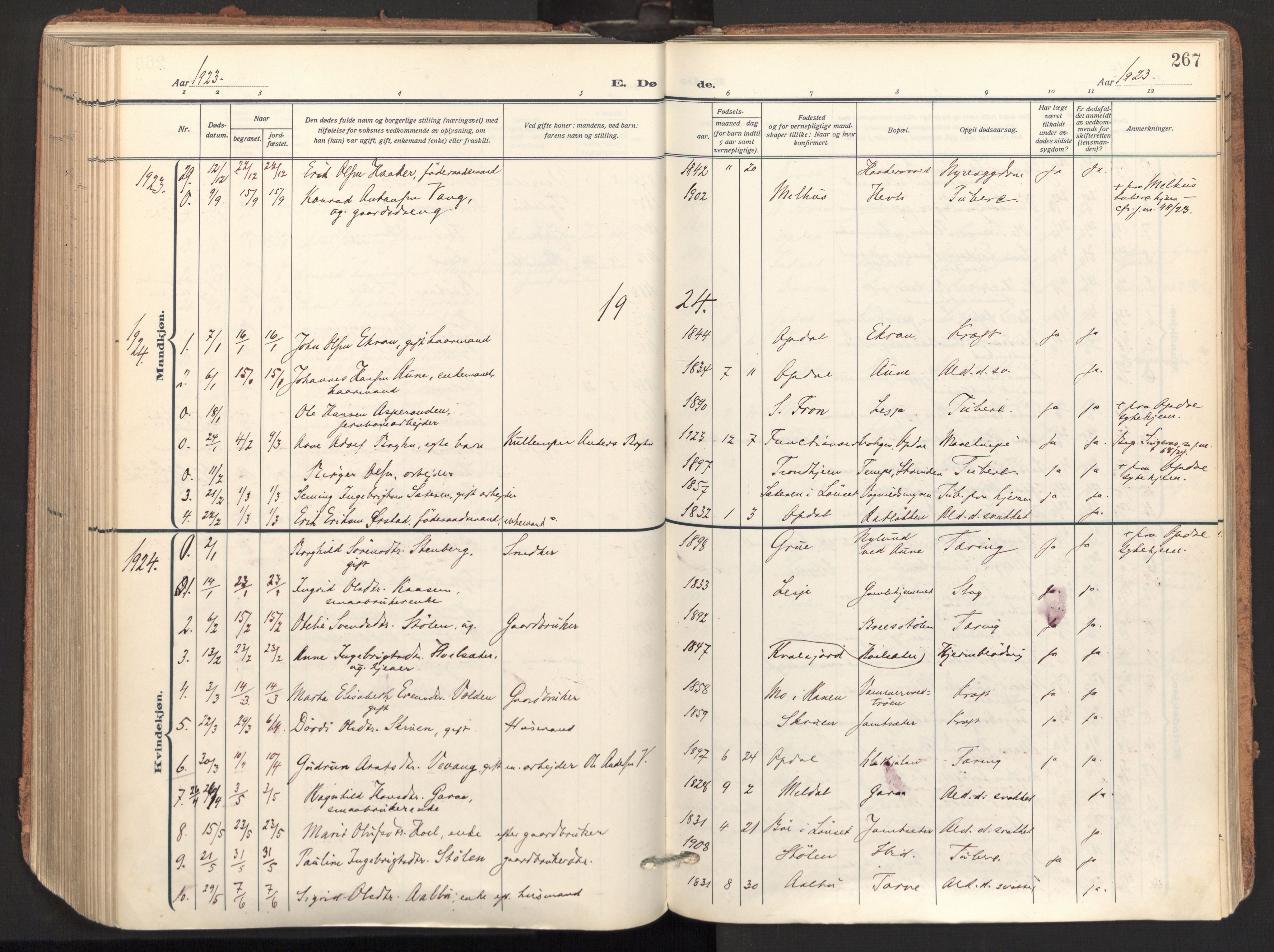 Ministerialprotokoller, klokkerbøker og fødselsregistre - Sør-Trøndelag, SAT/A-1456/678/L0909: Parish register (official) no. 678A17, 1912-1930, p. 267