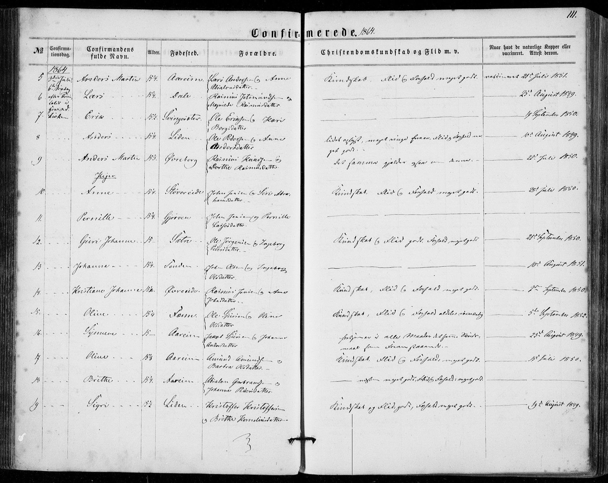 Stryn Sokneprestembete, AV/SAB-A-82501: Parish register (official) no. A 3, 1862-1877, p. 111