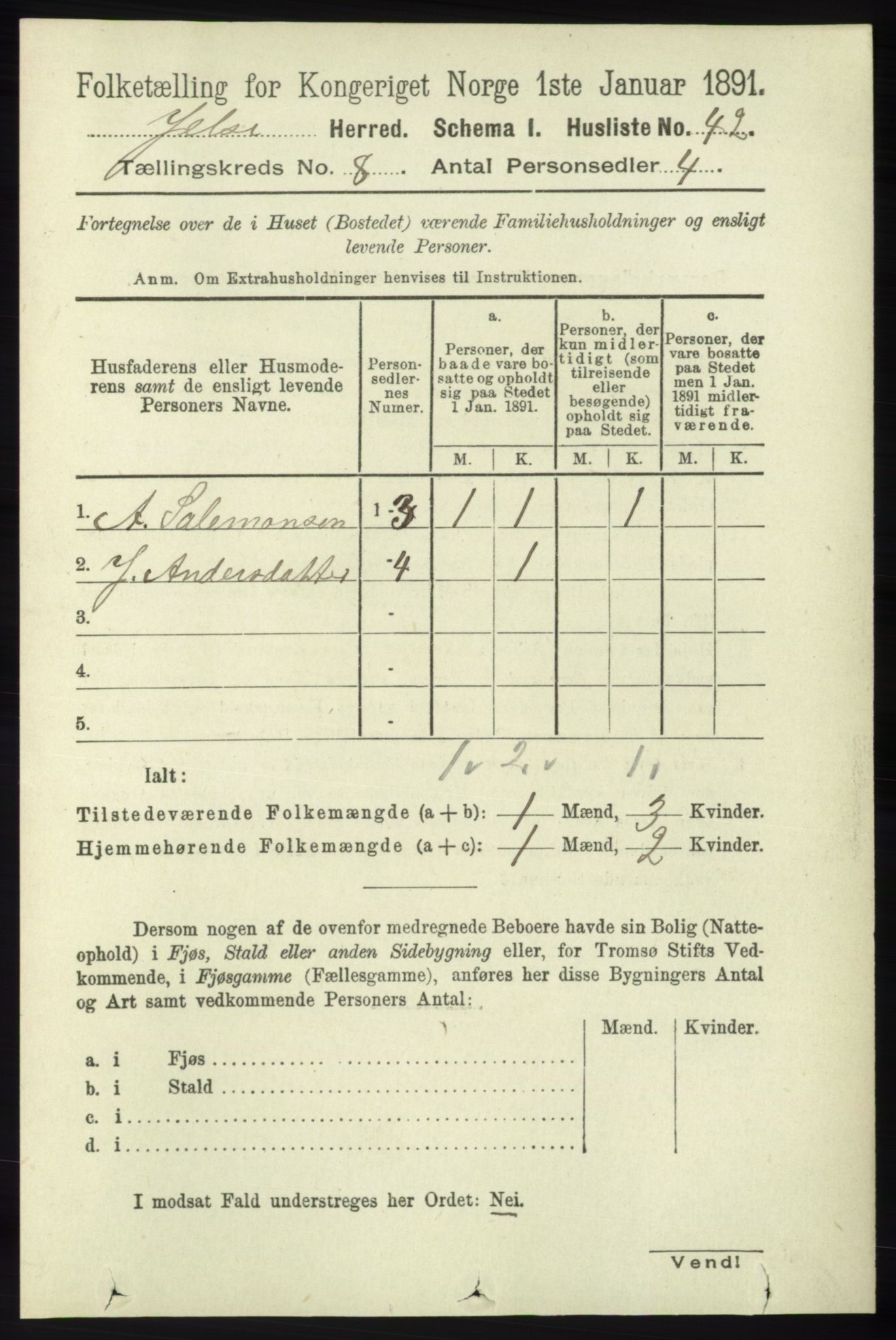 RA, 1891 census for 1138 Jelsa, 1891, p. 1798