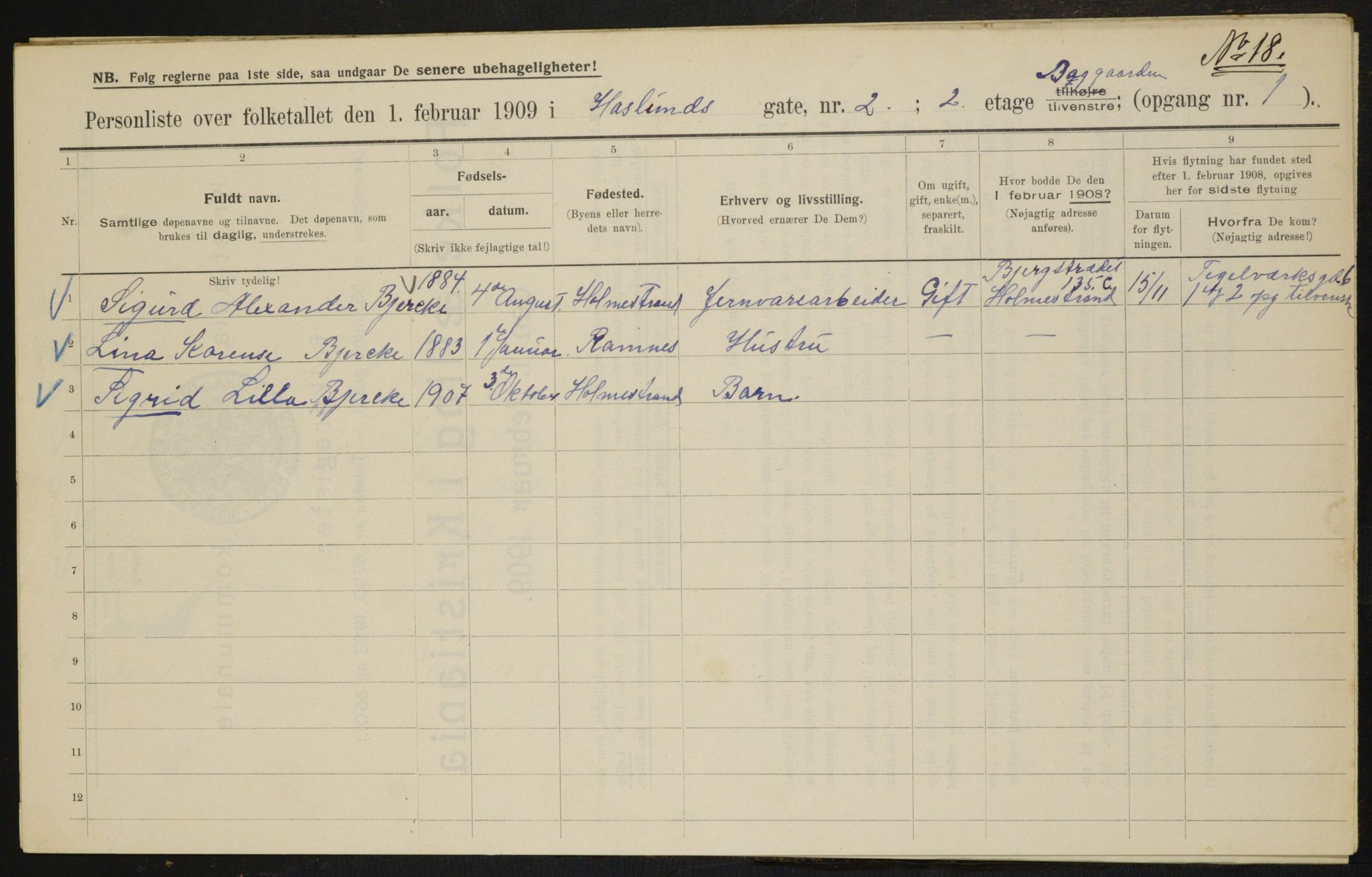 OBA, Municipal Census 1909 for Kristiania, 1909, p. 24229