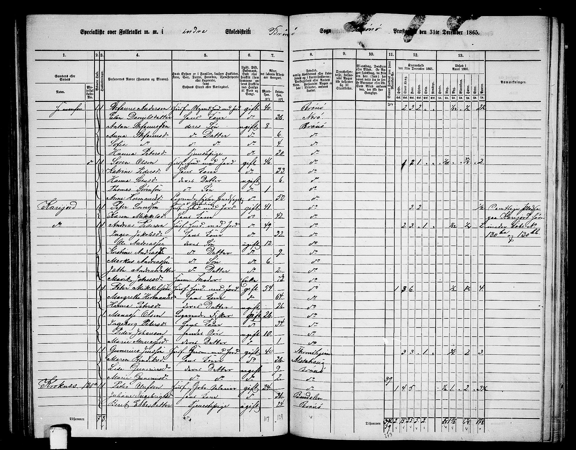 RA, 1865 census for Brønnøy, 1865, p. 103