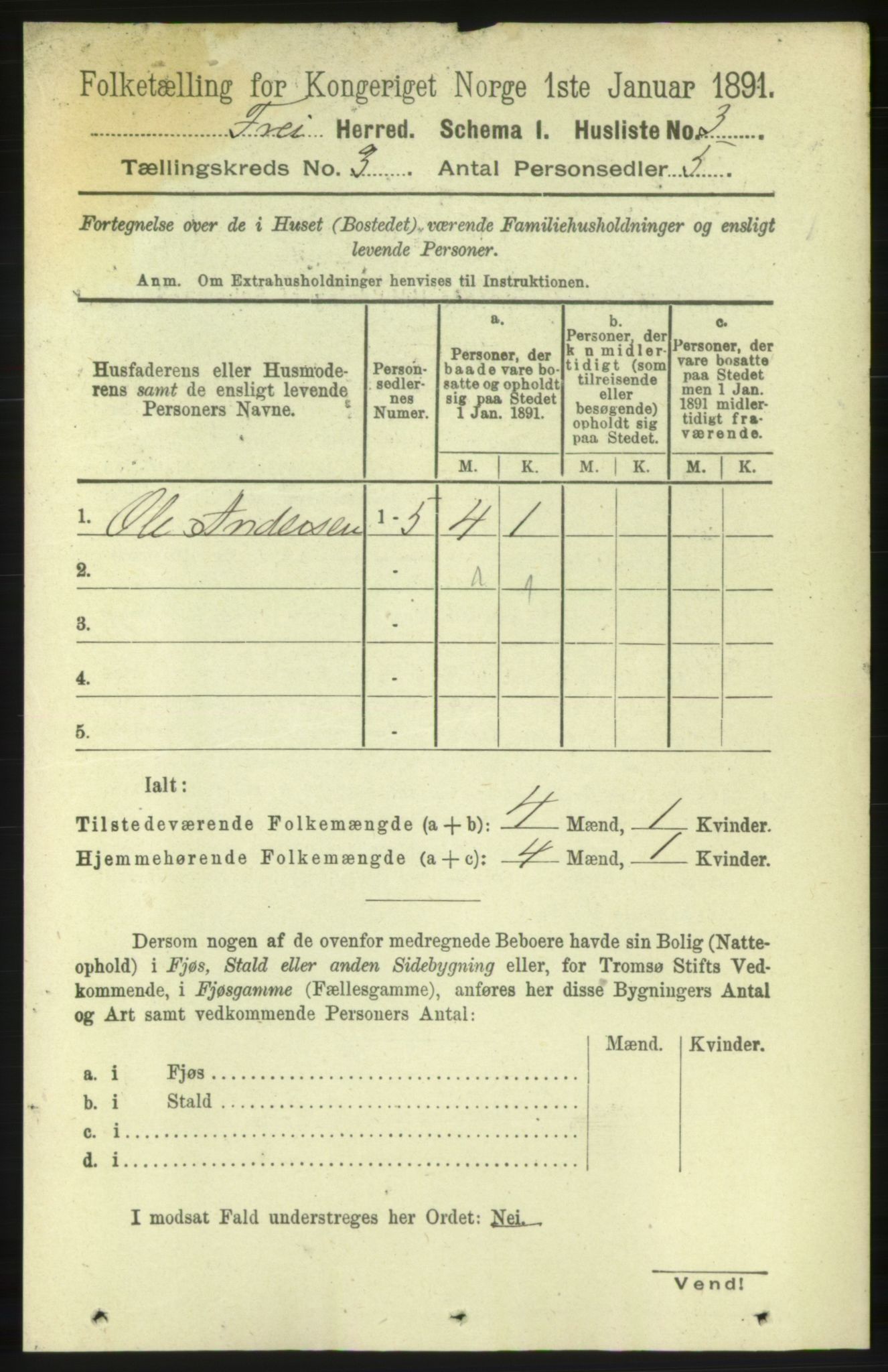 RA, 1891 census for 1556 Frei, 1891, p. 1097