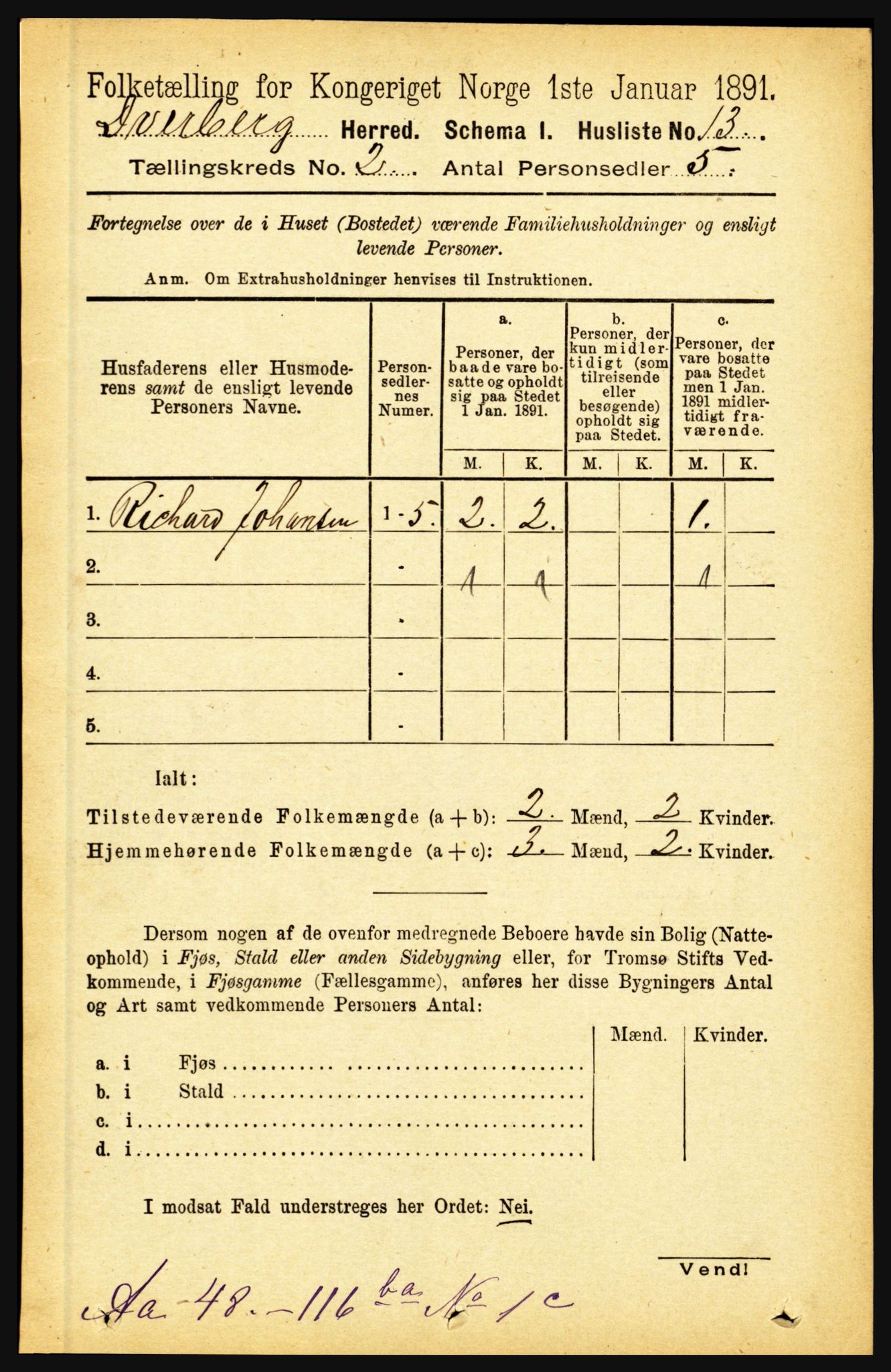 RA, 1891 census for 1872 Dverberg, 1891, p. 590