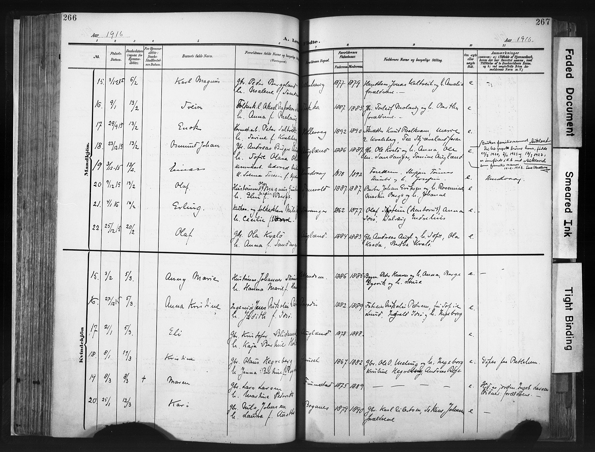 Hetland sokneprestkontor, AV/SAST-A-101826/30/30BA/L0013: Parish register (official) no. A 13, 1904-1918, p. 266-267