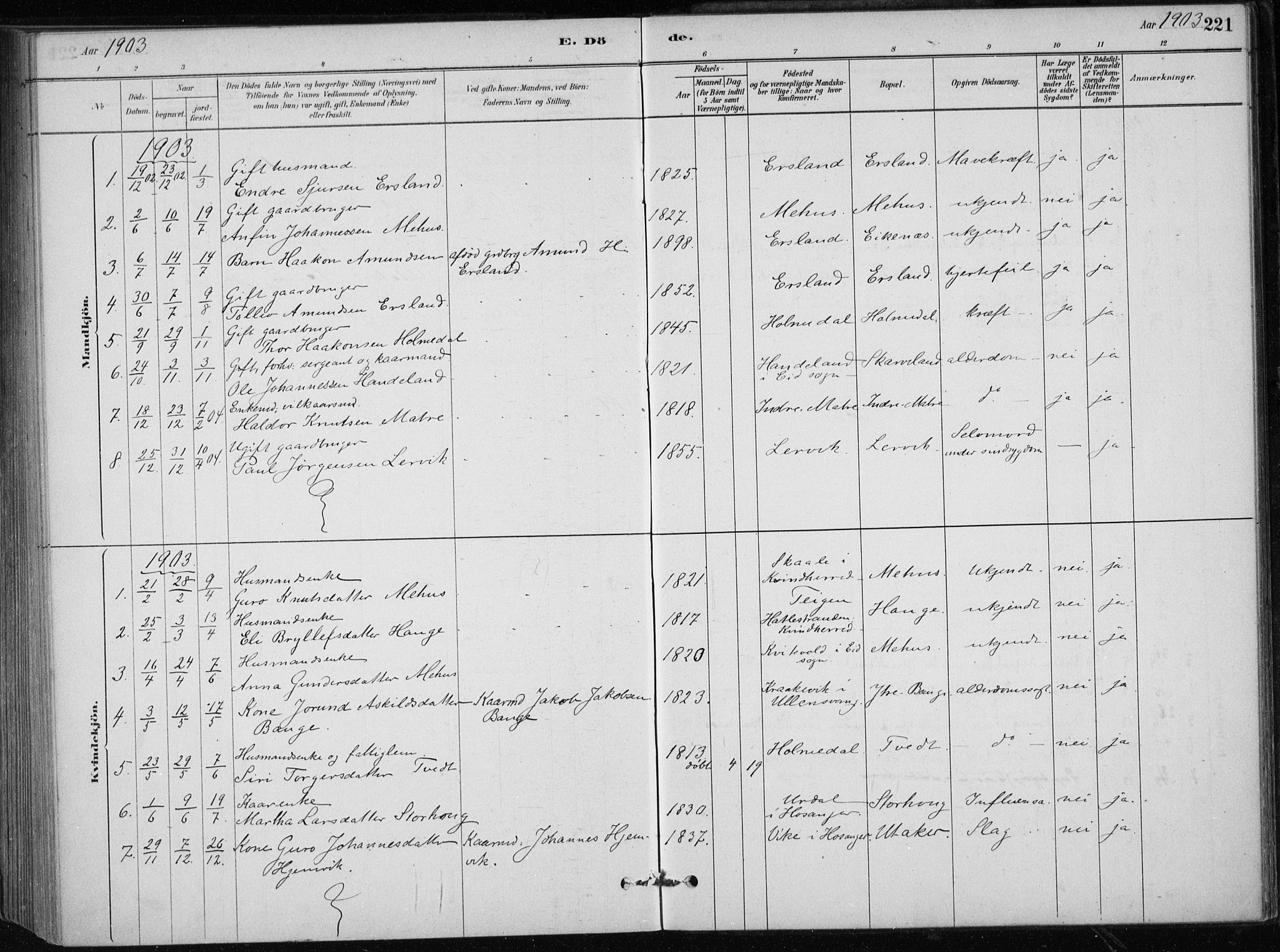 Skånevik sokneprestembete, SAB/A-77801/H/Haa: Parish register (official) no. C  1, 1879-1917, p. 221