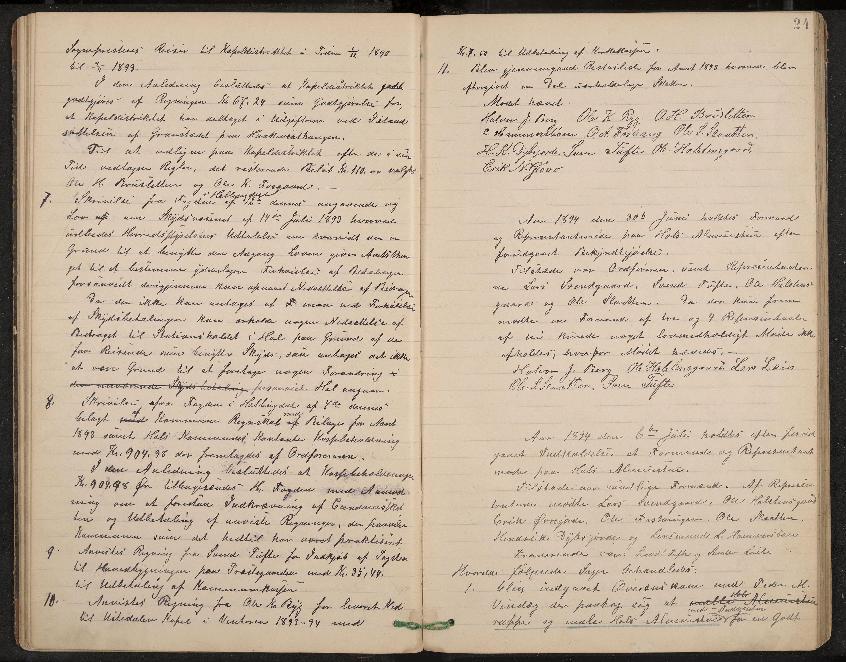 Hol formannskap og sentraladministrasjon, IKAK/0620021-1/A/L0002: Møtebok, 1893-1897, p. 24