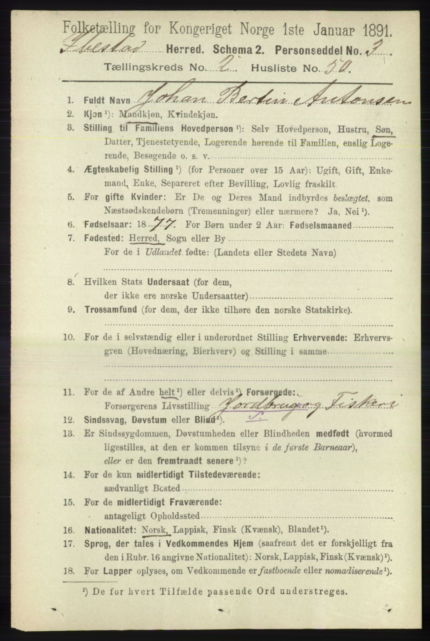 RA, 1891 census for 1917 Ibestad, 1891, p. 1088