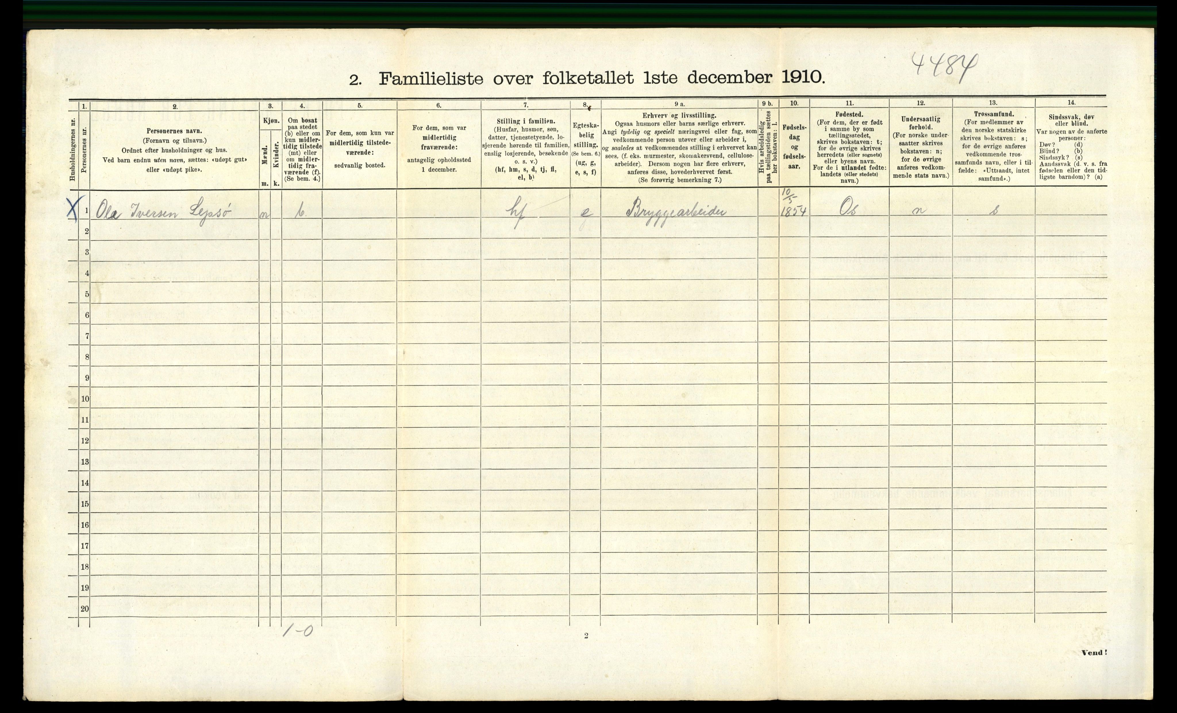 RA, 1910 census for Bergen, 1910, p. 37444