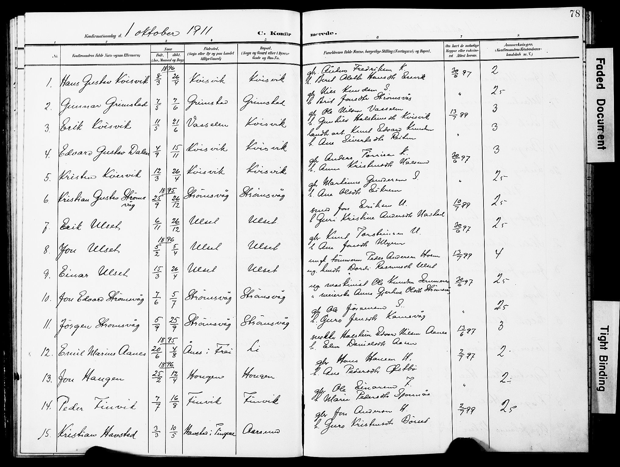 Ministerialprotokoller, klokkerbøker og fødselsregistre - Møre og Romsdal, AV/SAT-A-1454/587/L1001: Parish register (copy) no. 587C01, 1906-1927, p. 78