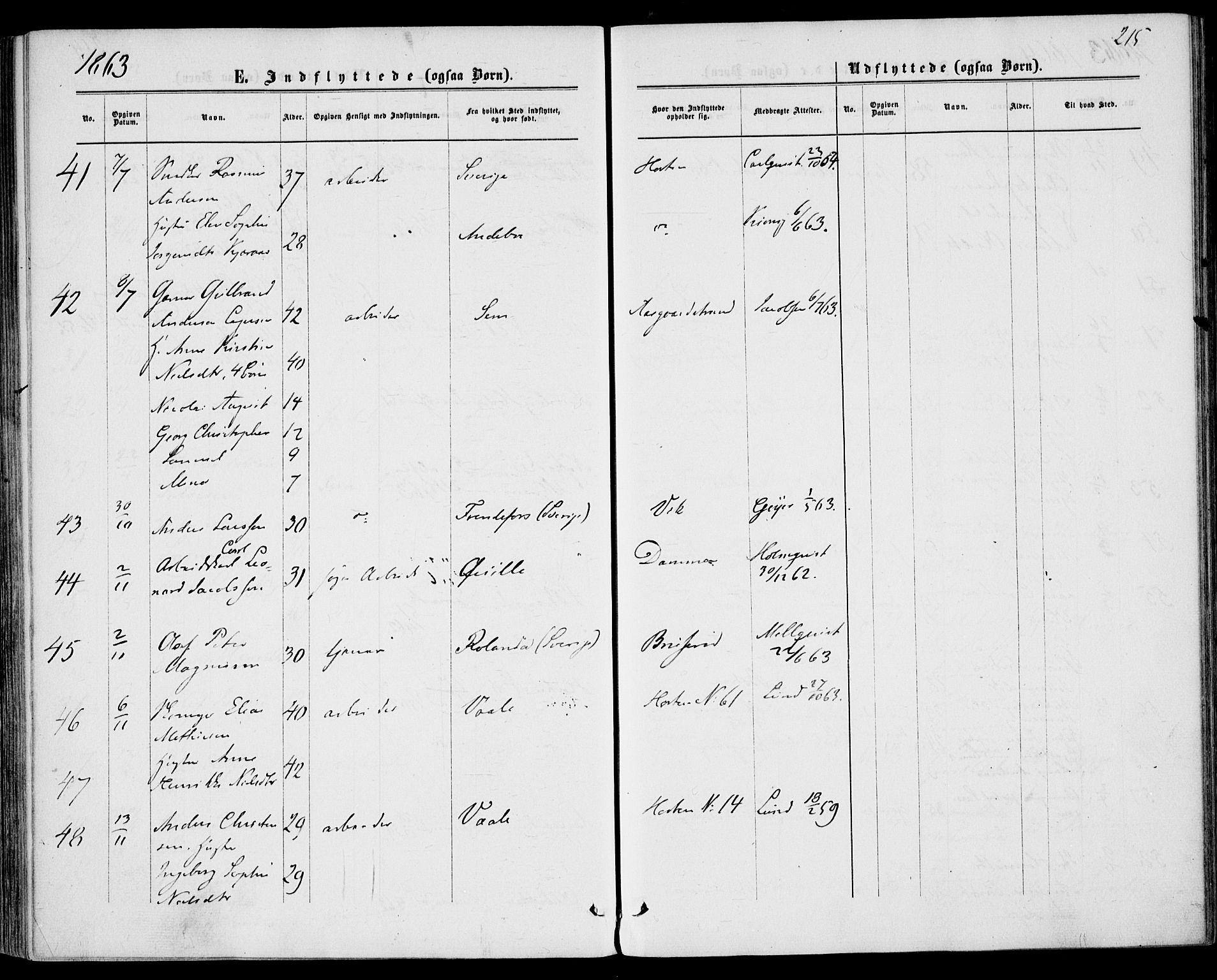 Borre kirkebøker, AV/SAKO-A-338/F/Fa/L0007: Parish register (official) no. I 7, 1862-1867, p. 215