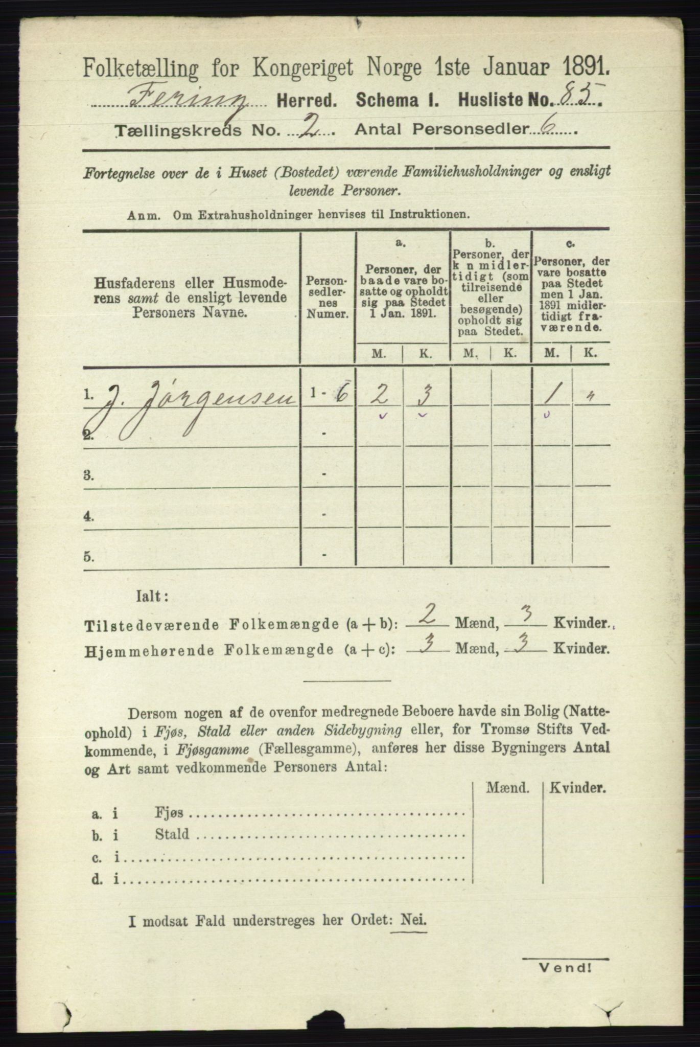 RA, 1891 census for 0240 Feiring, 1891, p. 754