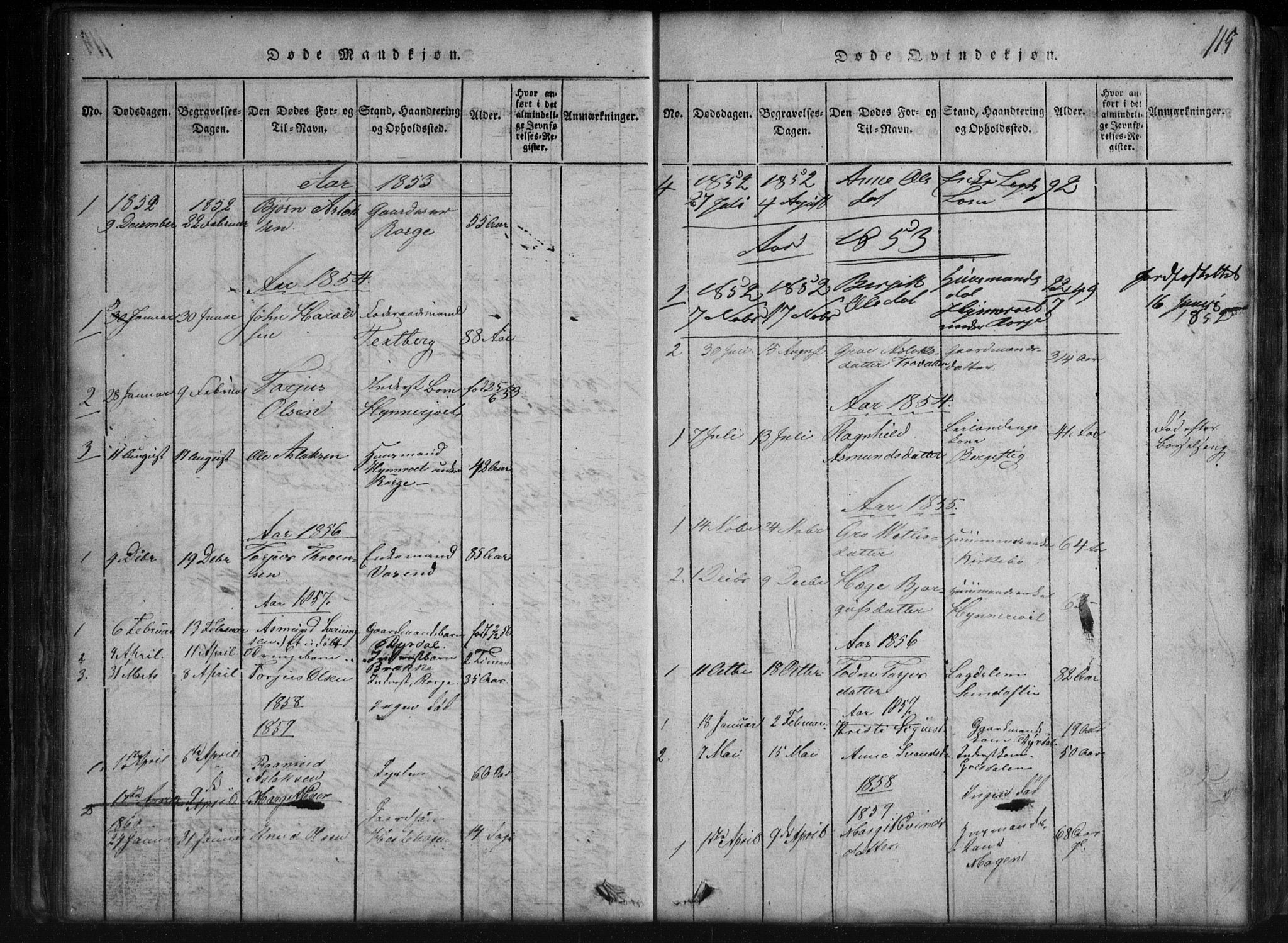Rauland kirkebøker, SAKO/A-292/G/Gb/L0001: Parish register (copy) no. II 1, 1815-1886, p. 115