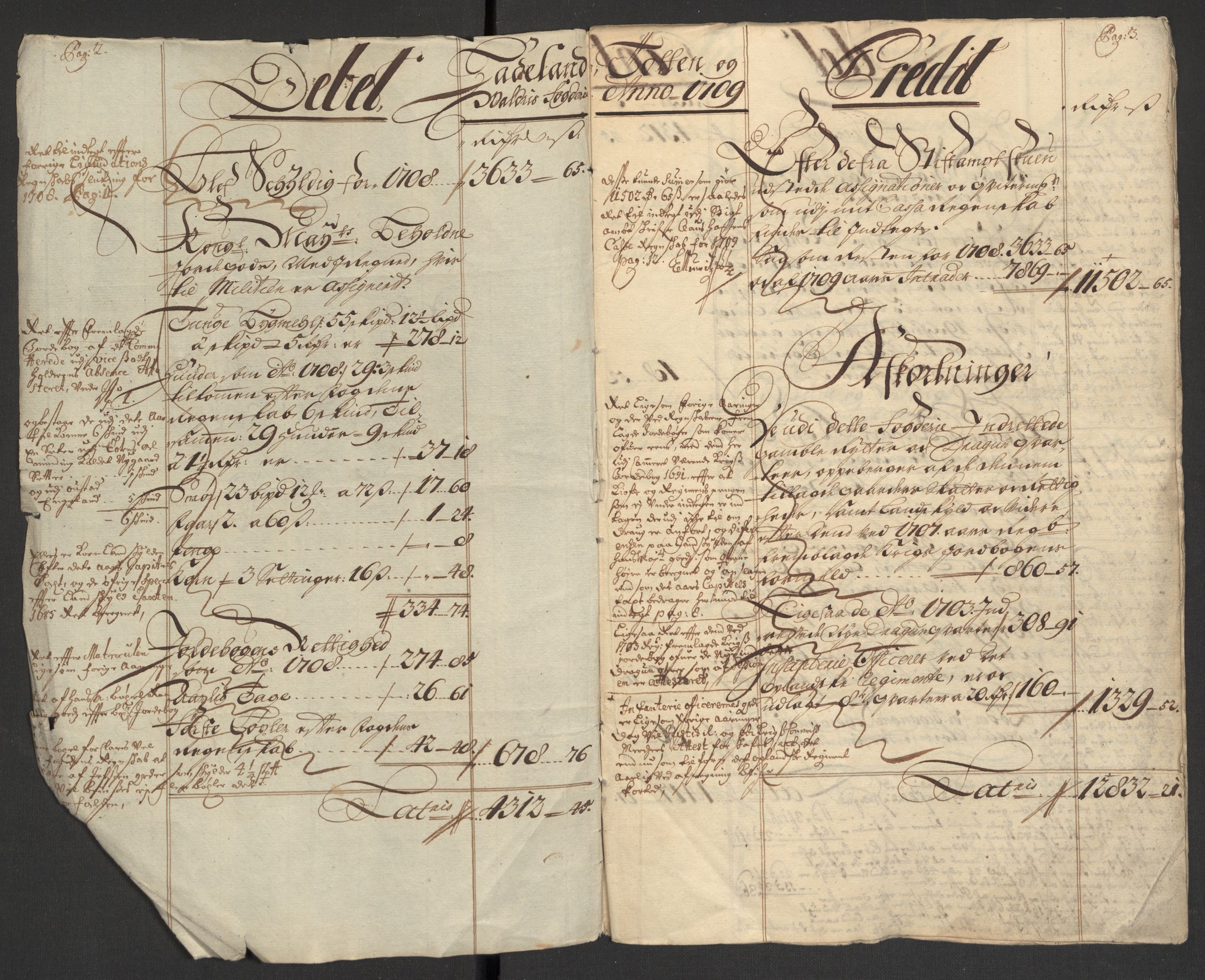 Rentekammeret inntil 1814, Reviderte regnskaper, Fogderegnskap, AV/RA-EA-4092/R18/L1306: Fogderegnskap Hadeland, Toten og Valdres, 1709, p. 4