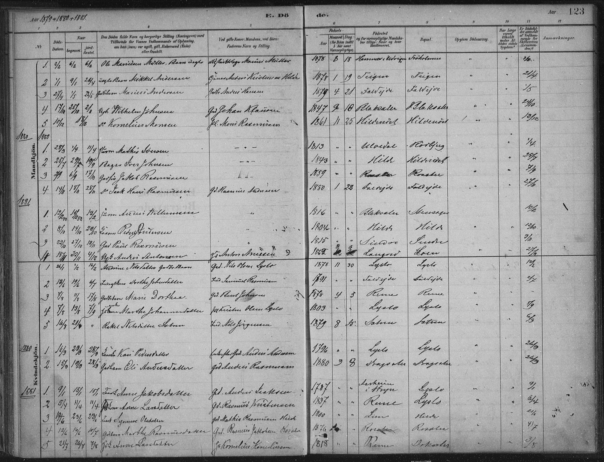 Innvik sokneprestembete, AV/SAB-A-80501: Parish register (official) no. B  1, 1879-1902, p. 123