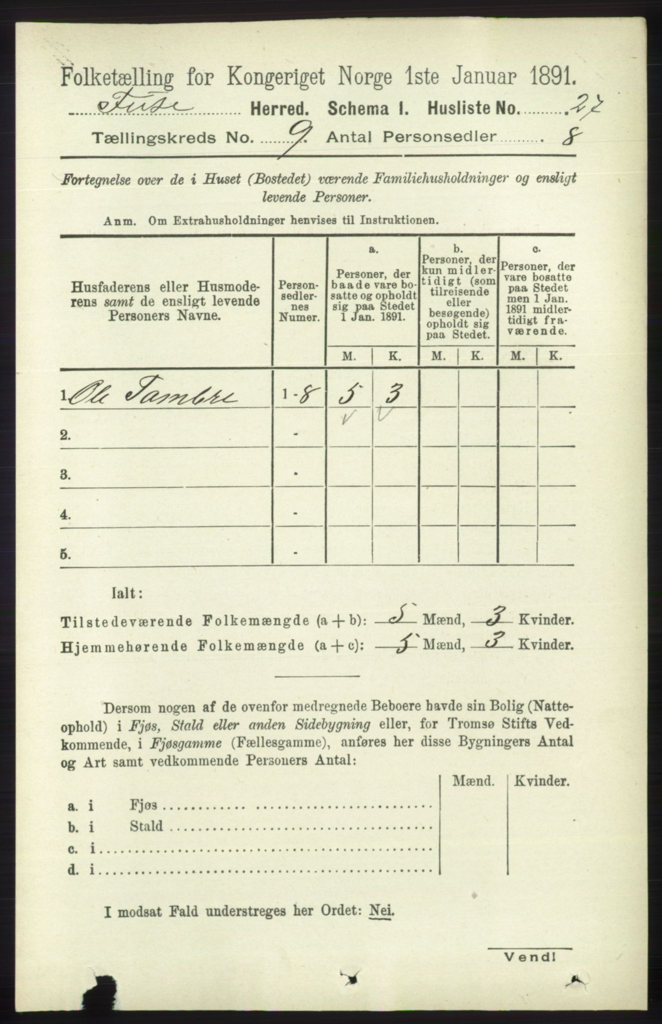 RA, 1891 census for 1241 Fusa, 1891, p. 1688