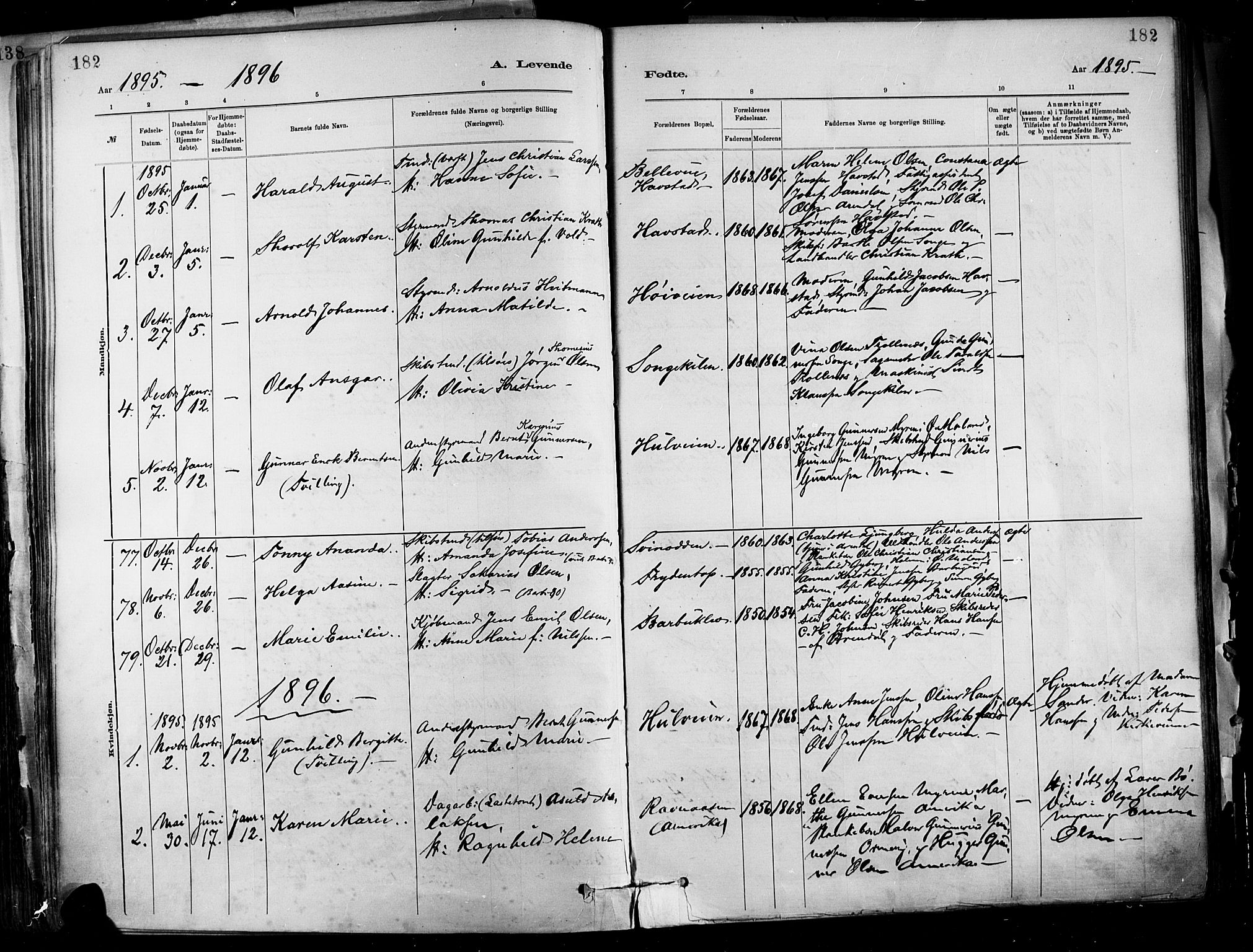 Barbu sokneprestkontor, AV/SAK-1111-0003/F/Fa/L0002: Parish register (official) no. A 2, 1883-1898, p. 182