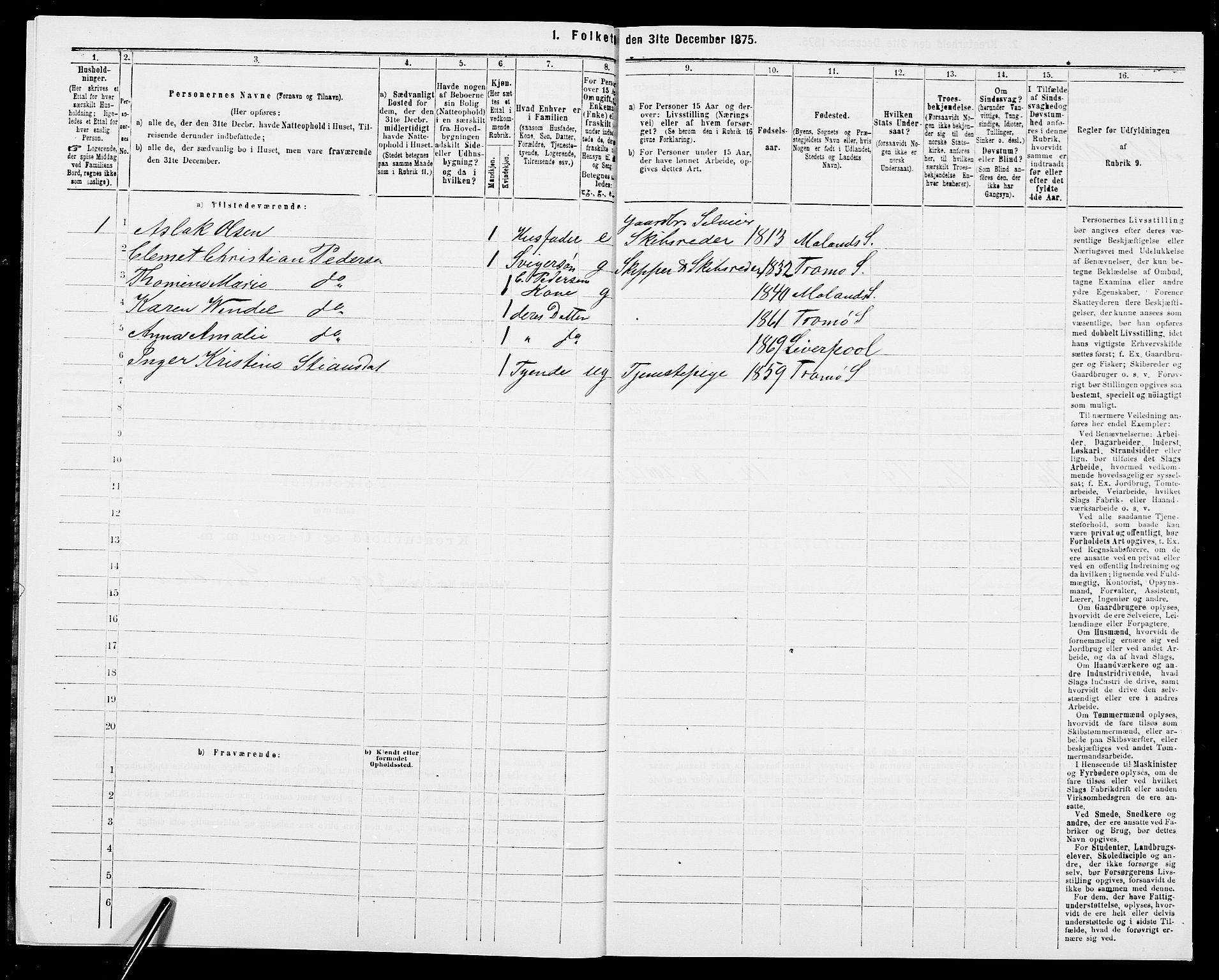 SAK, 1875 census for 0918P Austre Moland, 1875, p. 2478