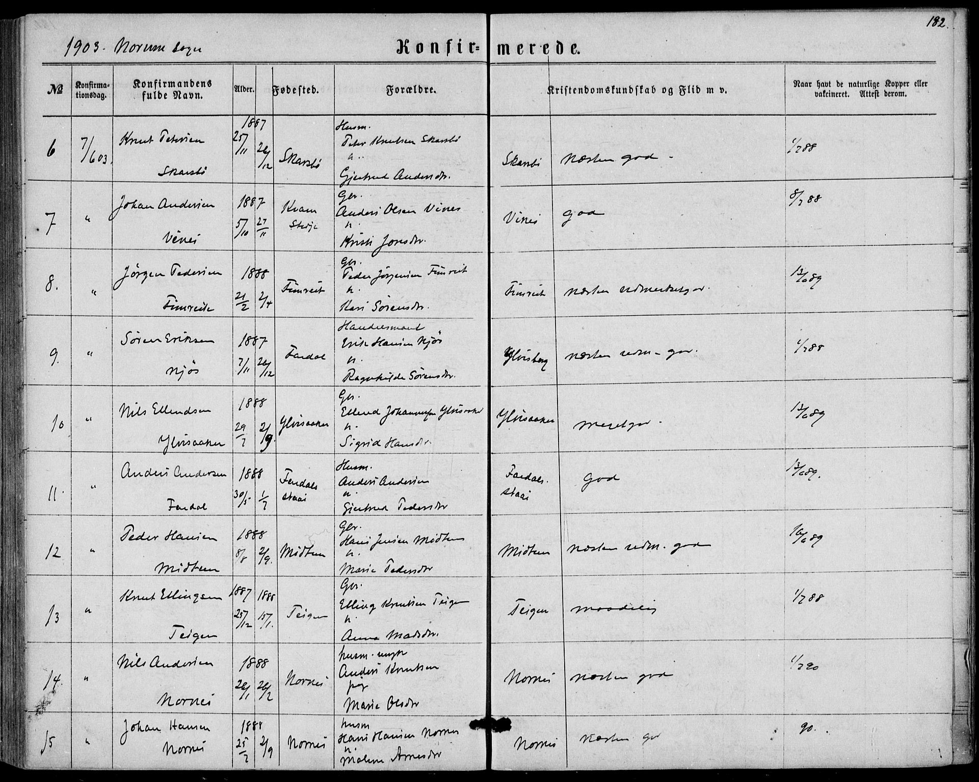 Sogndal sokneprestembete, AV/SAB-A-81301/H/Haa/Haaa/L0015: Parish register (official) no. A 15, 1871-1904, p. 182