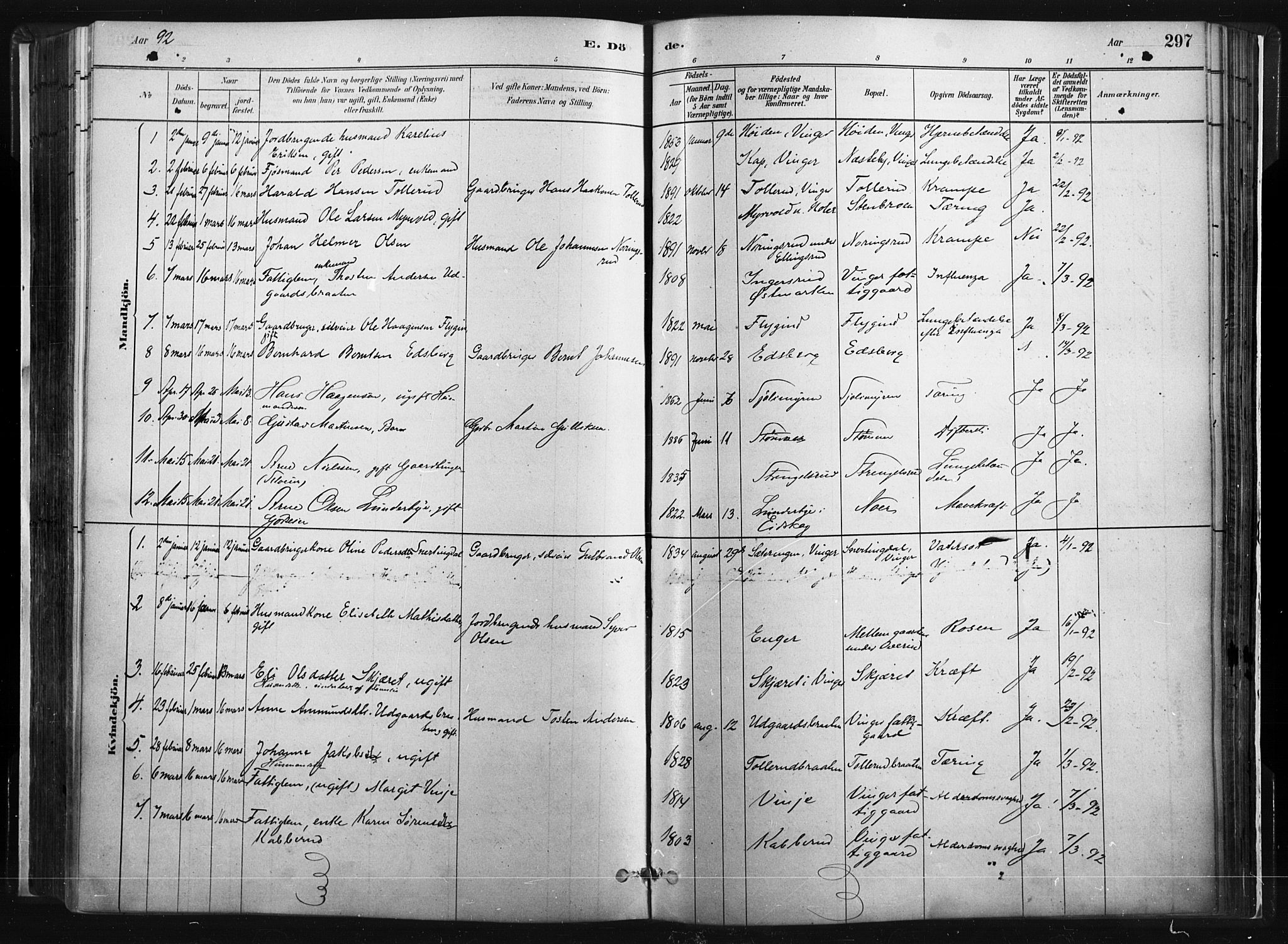 Vinger prestekontor, SAH/PREST-024/H/Ha/Haa/L0014: Parish register (official) no. 14, 1881-1900, p. 297