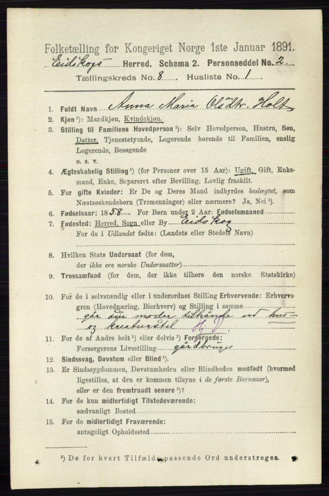 RA, 1891 census for 0420 Eidskog, 1891, p. 4557