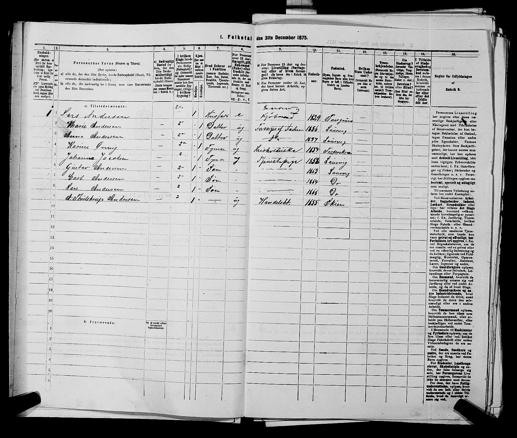 SAKO, 1875 census for 0707P Larvik, 1875, p. 557