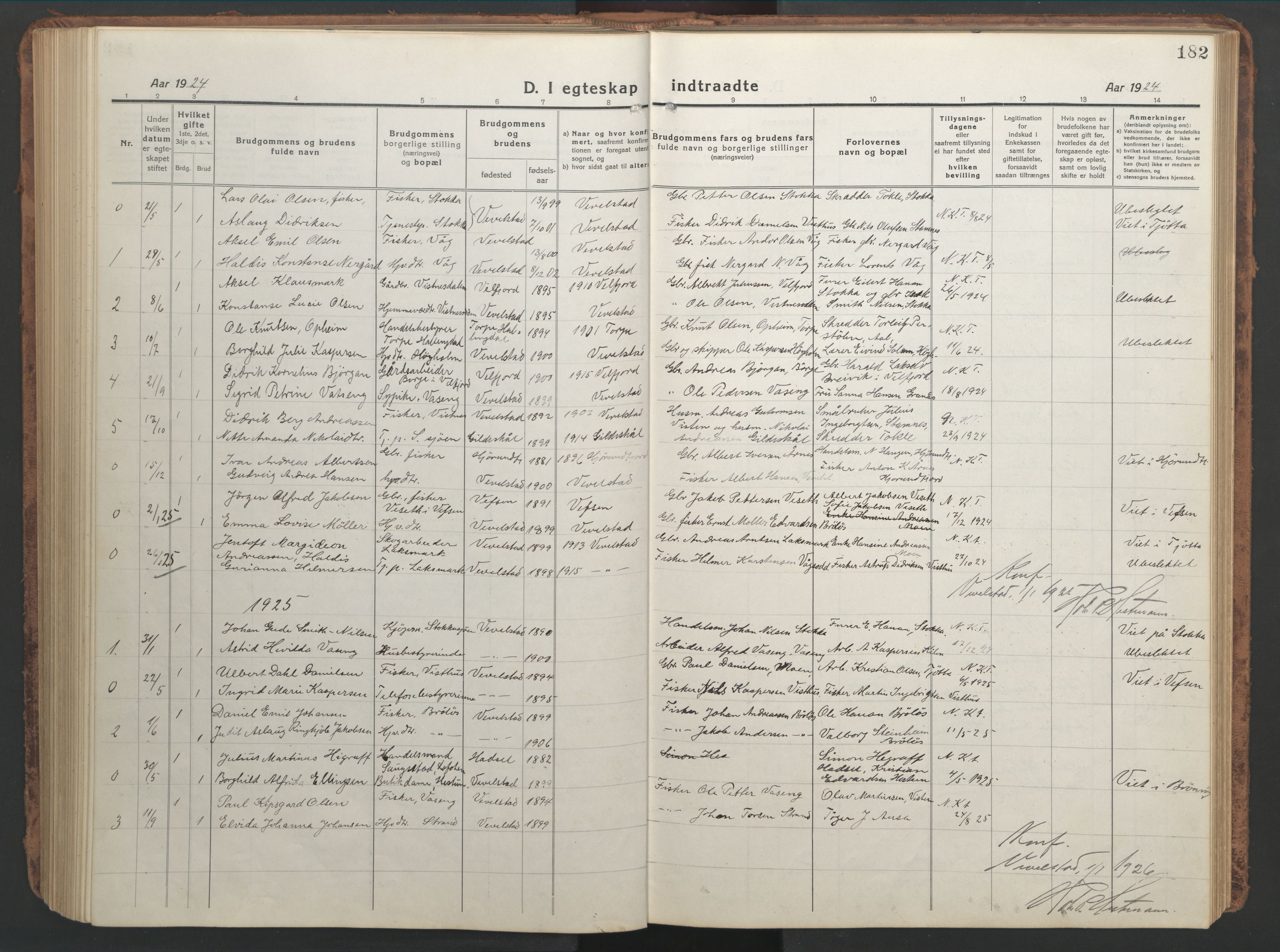 Ministerialprotokoller, klokkerbøker og fødselsregistre - Nordland, AV/SAT-A-1459/819/L0278: Parish register (copy) no. 819C04, 1917-1967, p. 182