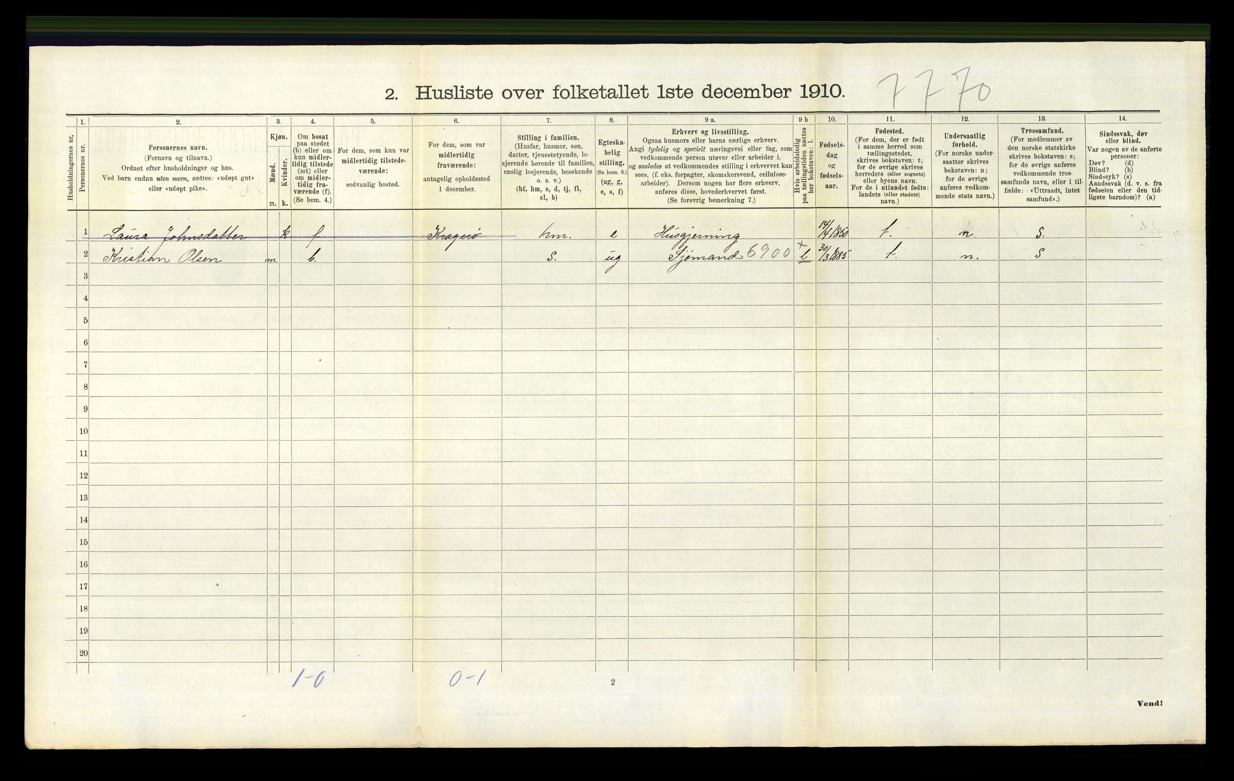 RA, 1910 census for Bamble, 1910, p. 1559