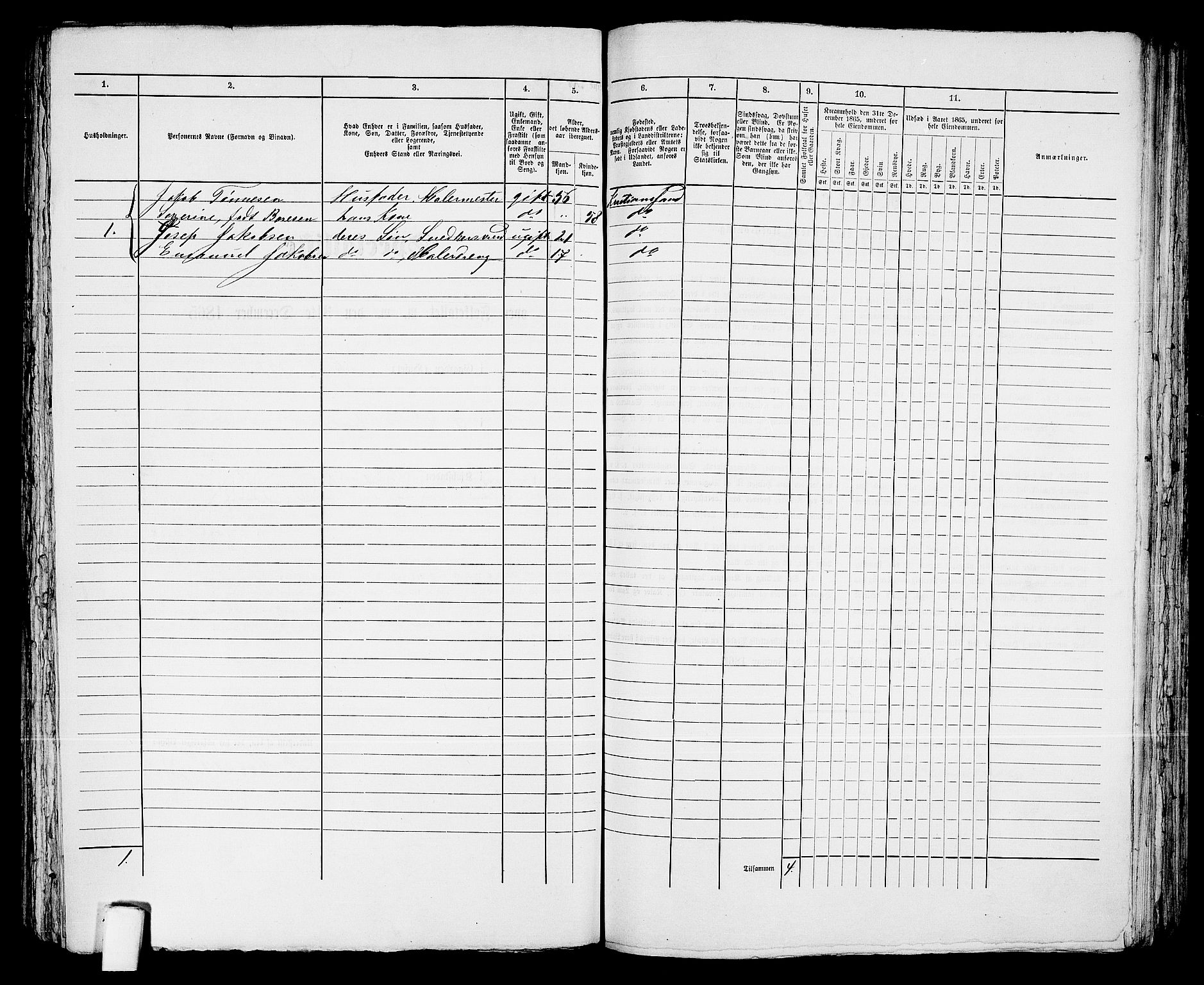 RA, 1865 census for Kristiansand, 1865, p. 1438