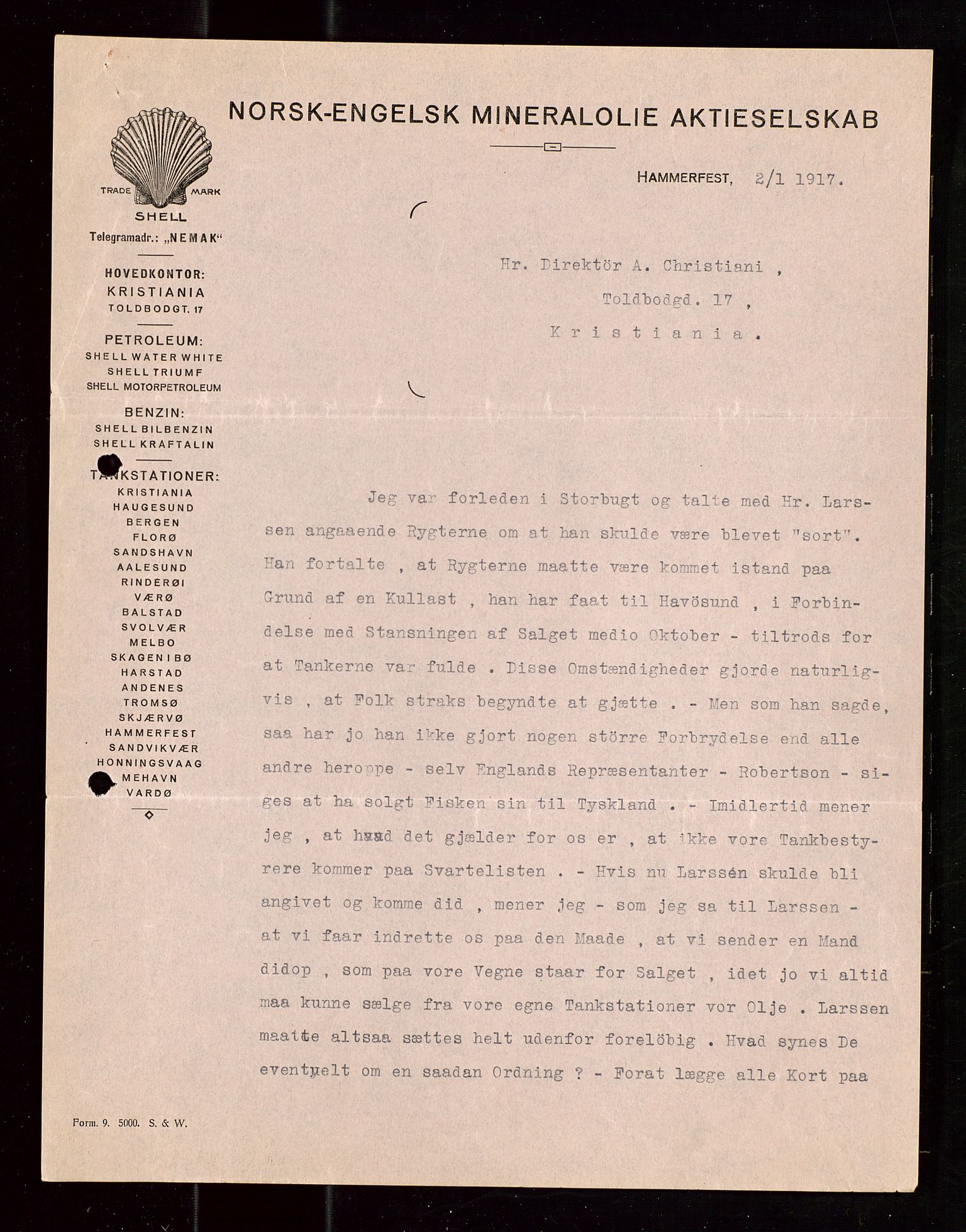 Pa 1521 - A/S Norske Shell, SAST/A-101915/E/Ea/Eaa/L0019: Sjefskorrespondanse, 1917, p. 516