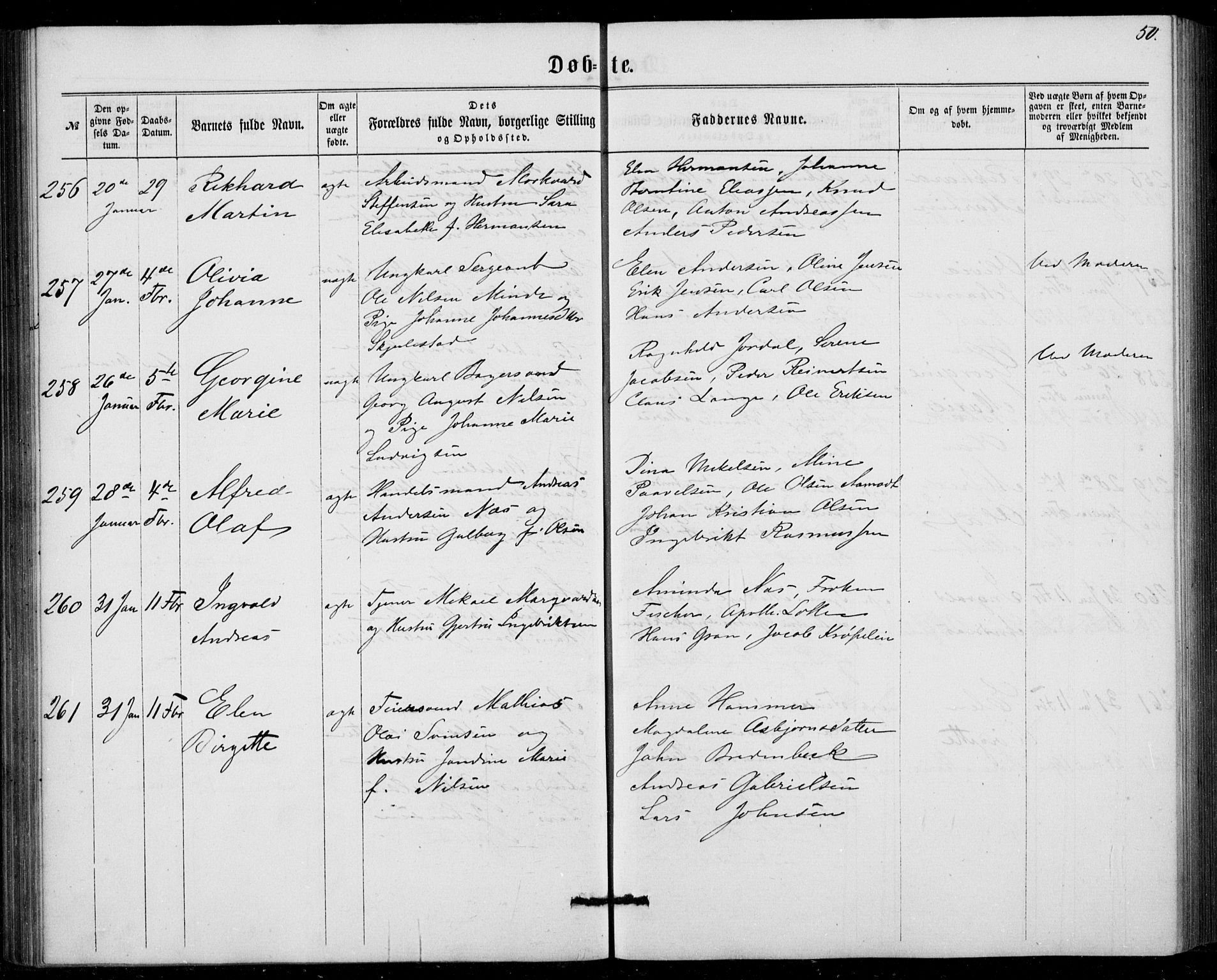 Fødselsstiftelsens sokneprestembete, ført av overlegen*, SAB/-: Parish register (official) no. A 1, 1863-1883, p. 50