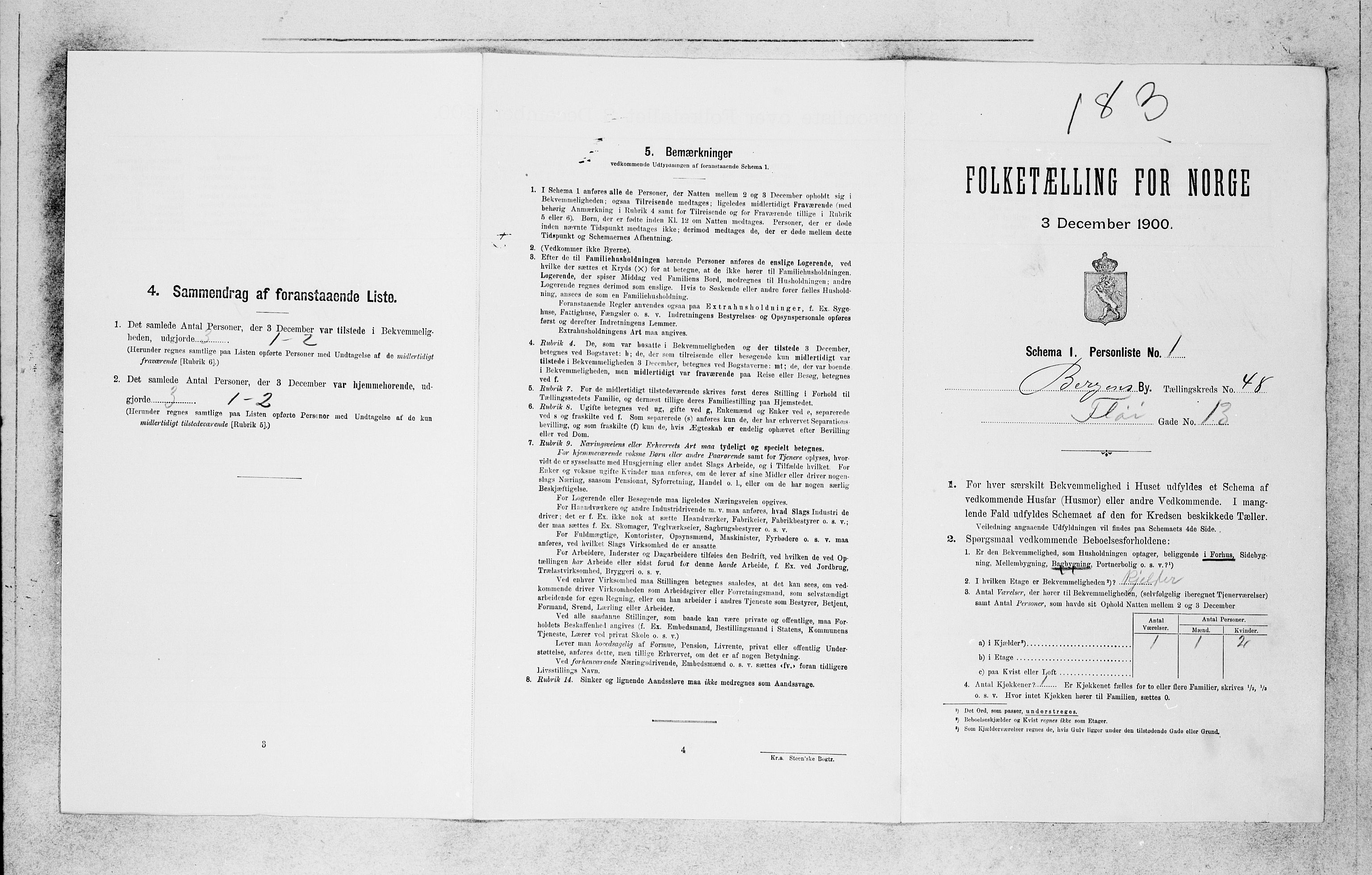 SAB, 1900 census for Bergen, 1900, p. 9101