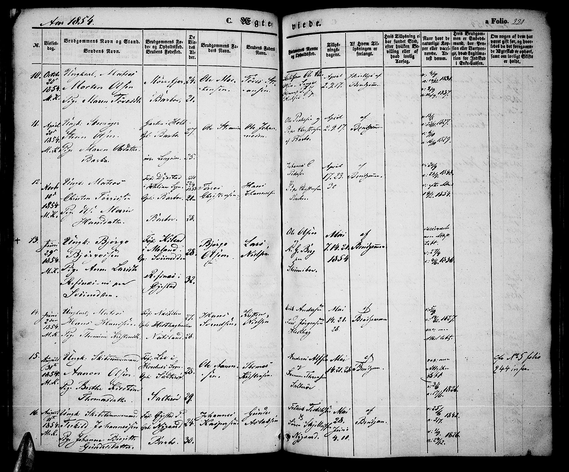 Tromøy sokneprestkontor, AV/SAK-1111-0041/F/Fa/L0005: Parish register (official) no. A 5, 1847-1856, p. 221