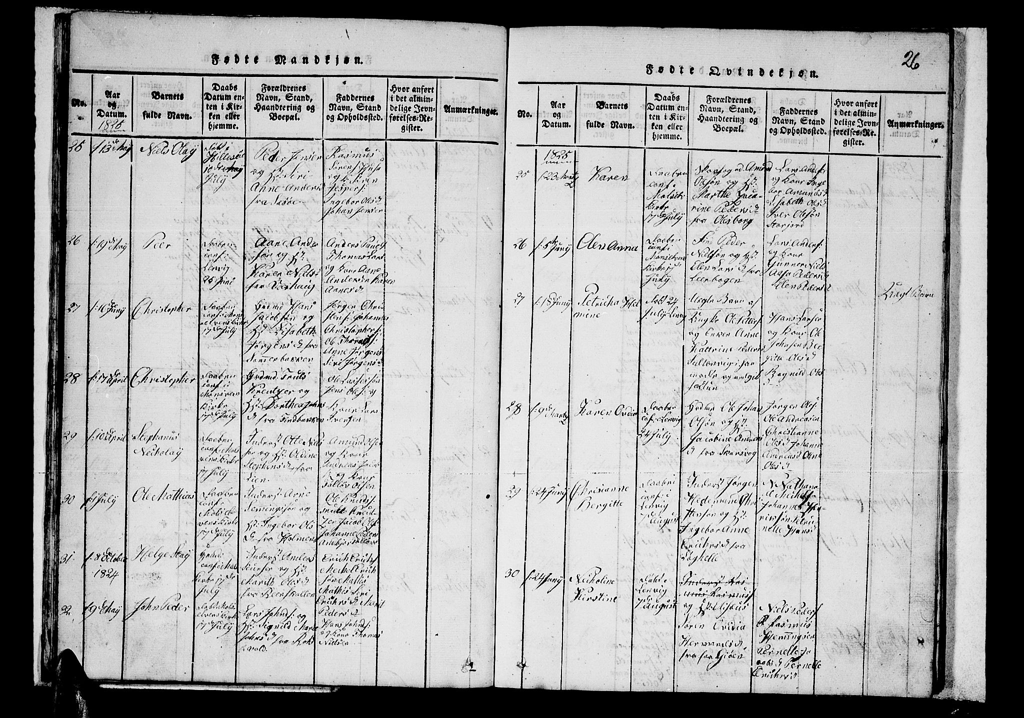 Lenvik sokneprestembete, SATØ/S-1310/H/Ha/Hab/L0001klokker: Parish register (copy) no. 1, 1822-1837, p. 26