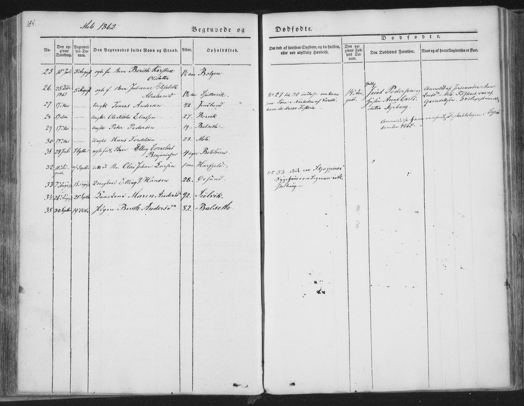 Ministerialprotokoller, klokkerbøker og fødselsregistre - Nordland, AV/SAT-A-1459/841/L0604: Parish register (official) no. 841A09 /2, 1845-1862, p. 184