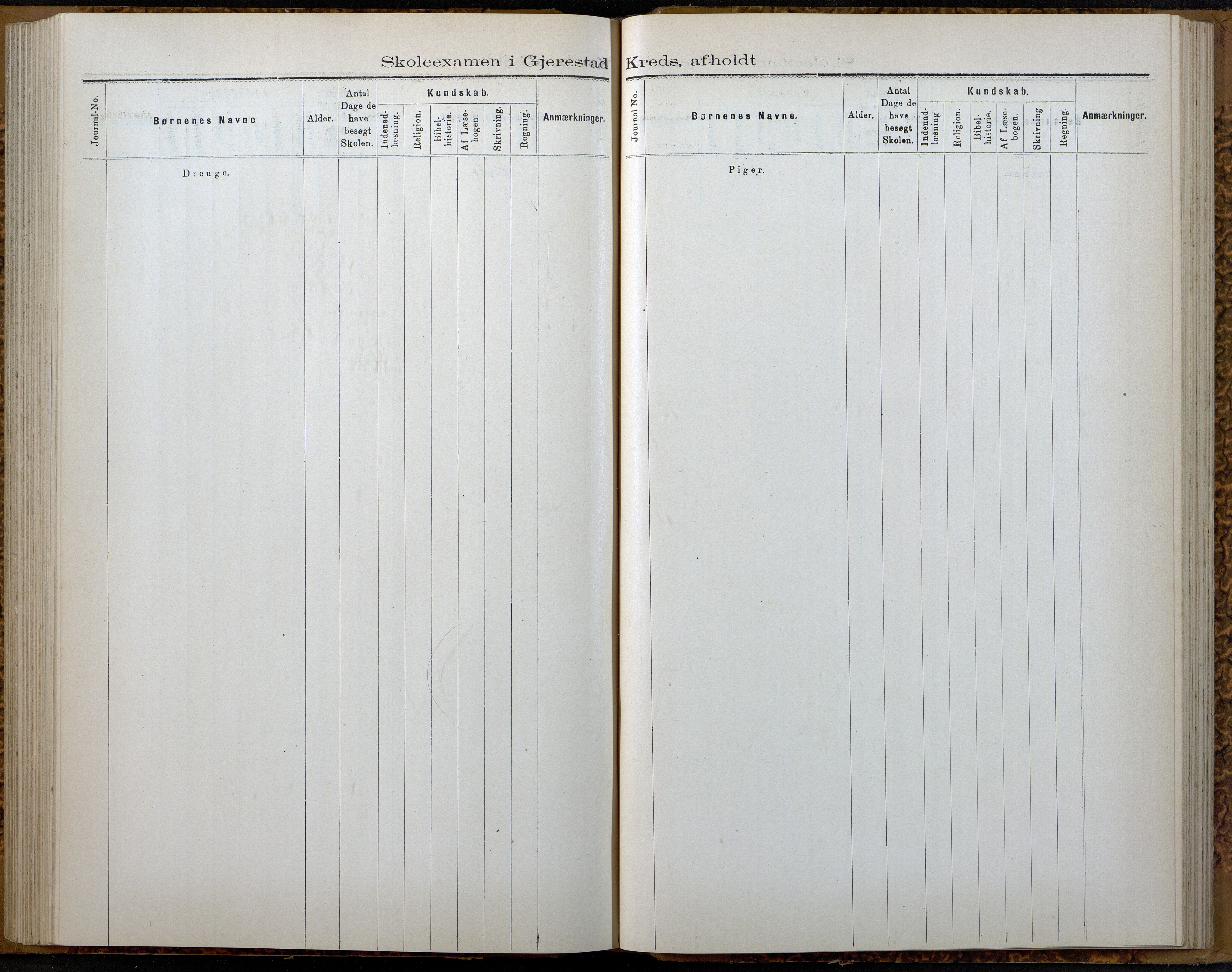 Gjerstad Kommune, Gjerstad Skole, AAKS/KA0911-550a/F02/L0007: Eksamensprotokoll Gjerstad hovedsogn, 1889-1892