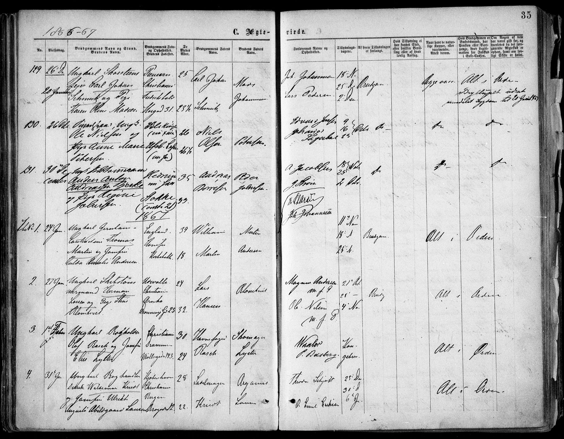 Oslo domkirke Kirkebøker, SAO/A-10752/F/Fa/L0021: Parish register (official) no. 21, 1865-1884, p. 35