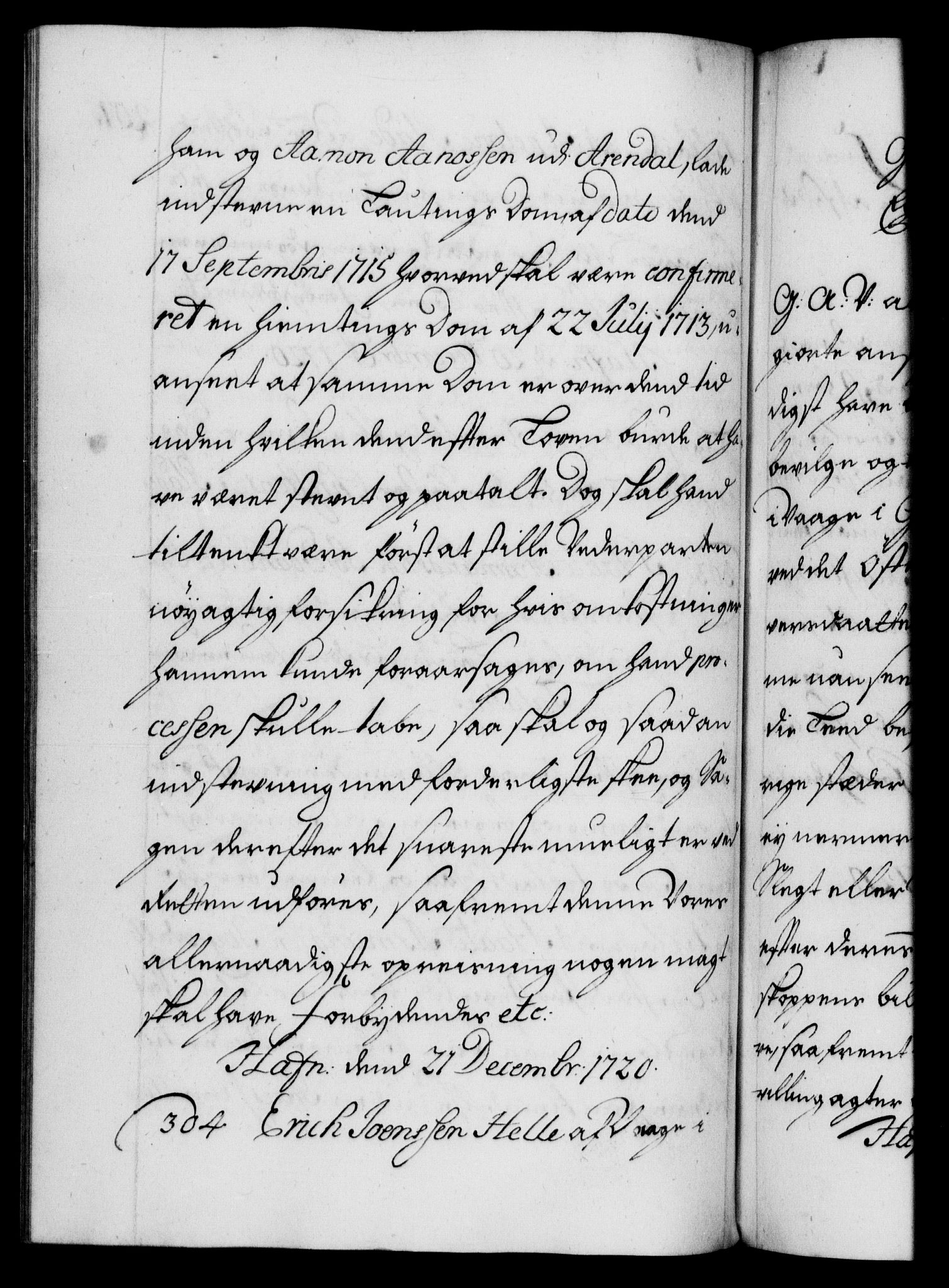 Danske Kanselli 1572-1799, AV/RA-EA-3023/F/Fc/Fca/Fcaa/L0023: Norske registre, 1720-1722, p. 207b