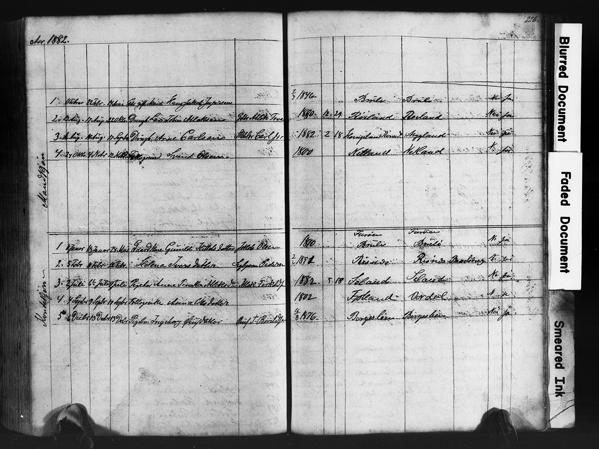 Fjotland sokneprestkontor, AV/SAK-1111-0010/F/Fb/L0003: Parish register (copy) no. B 3, 1872-1924, p. 226