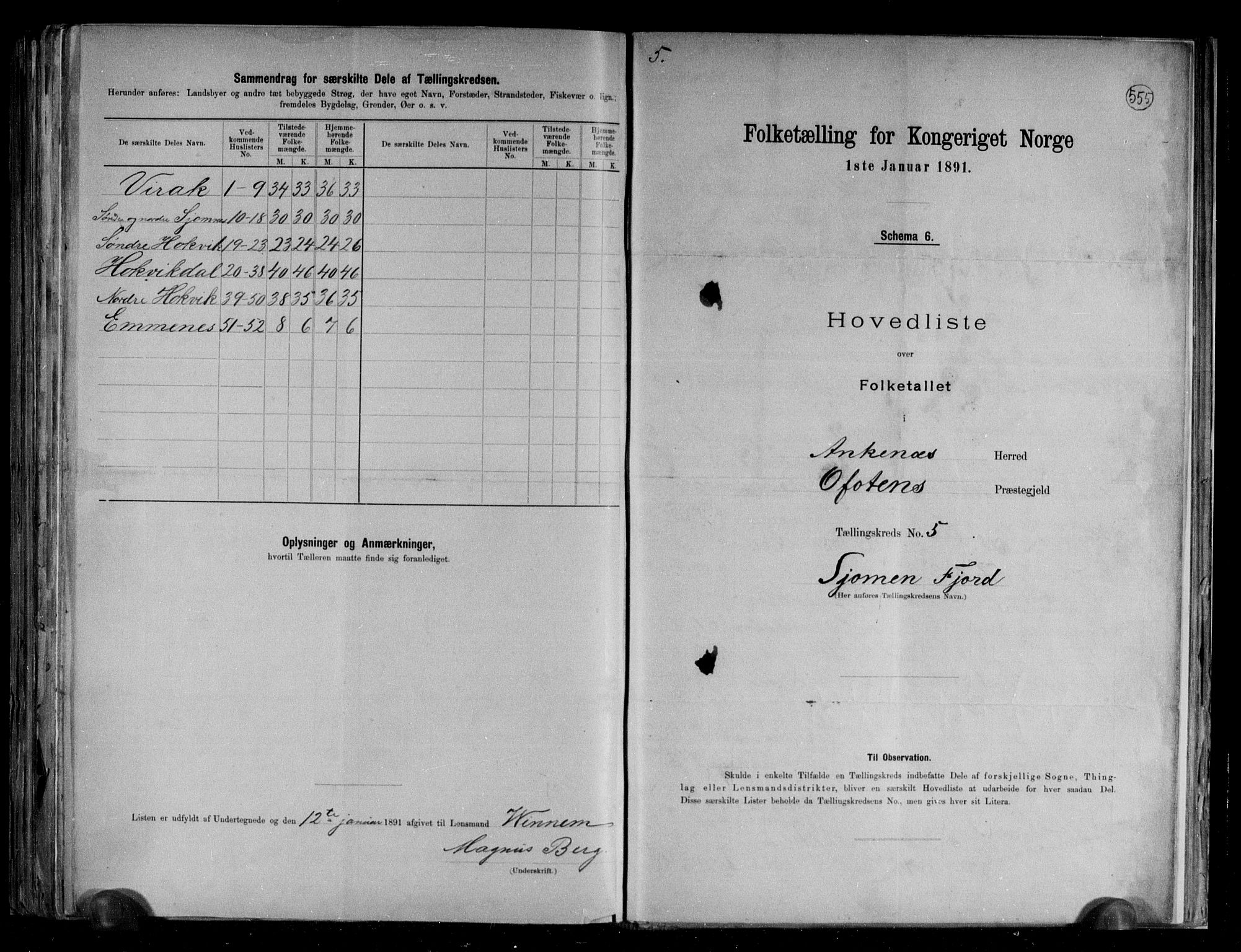 RA, 1891 census for 1855 Ankenes, 1891, p. 13