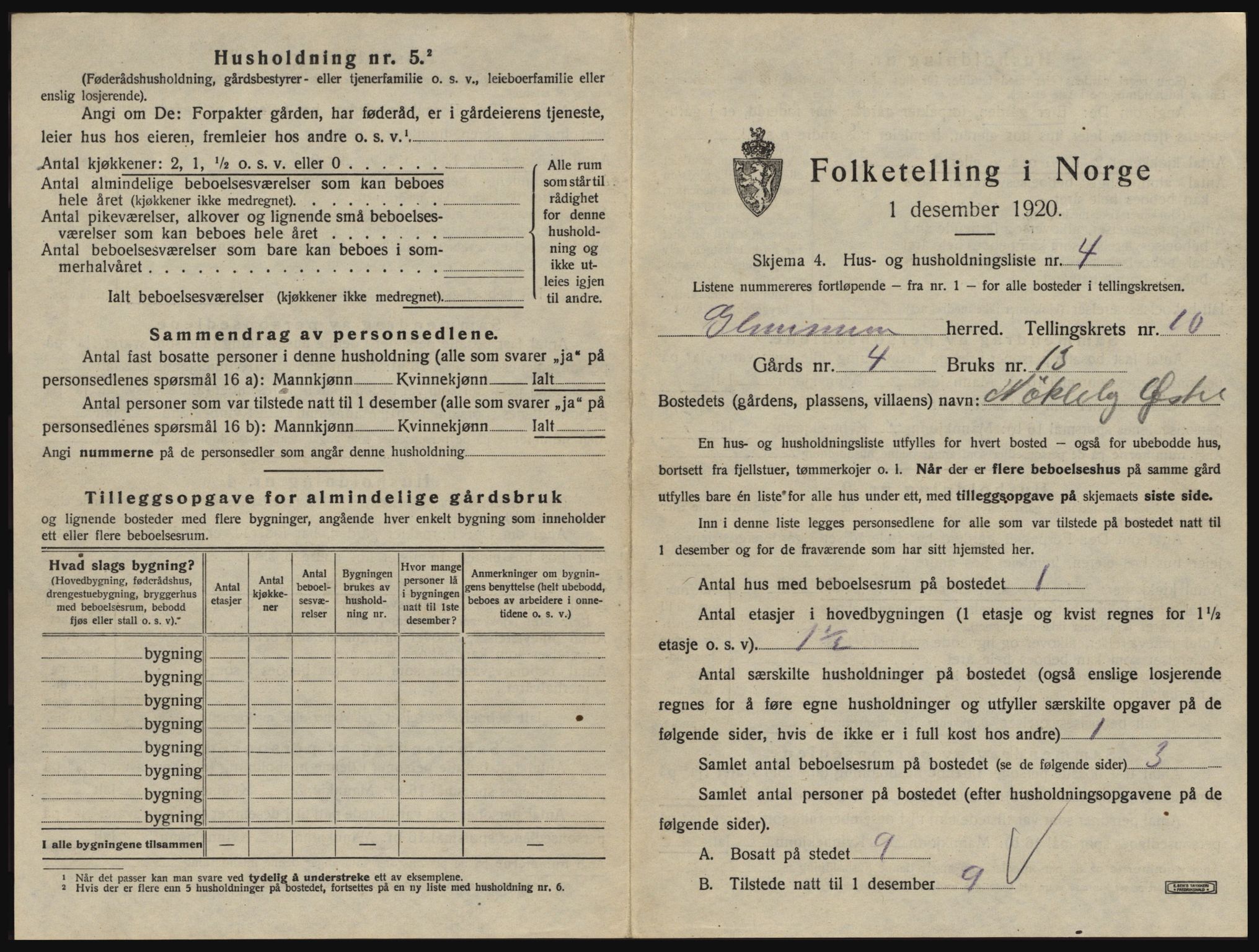 SAO, 1920 census for Glemmen, 1920, p. 1931