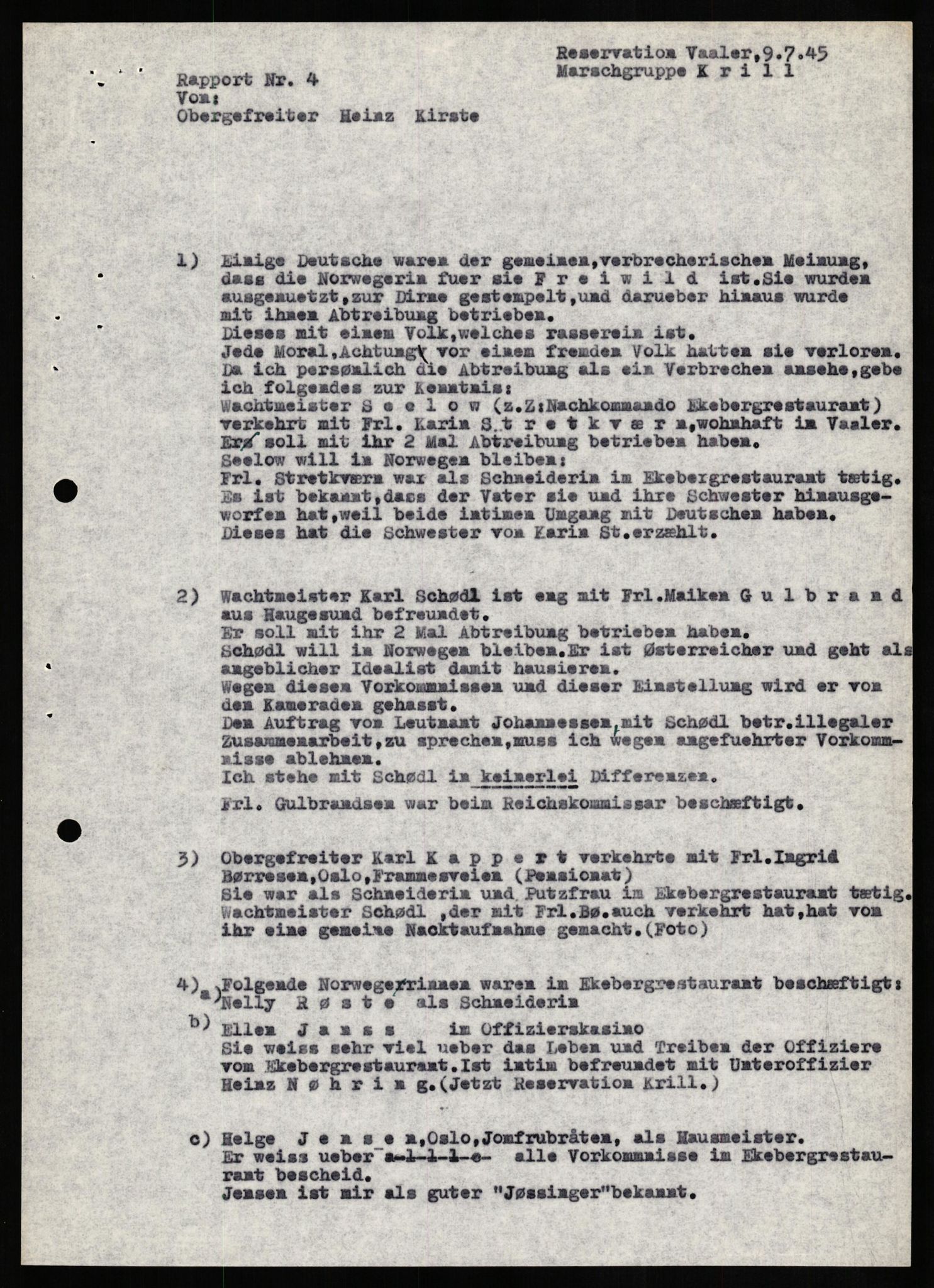 Forsvaret, Forsvarets overkommando II, AV/RA-RAFA-3915/D/Db/L0016: CI Questionaires. Tyske okkupasjonsstyrker i Norge. Tyskere., 1945-1946, p. 796