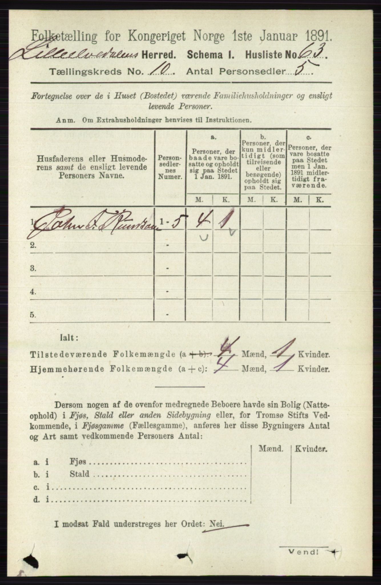 RA, 1891 census for 0438 Lille Elvedalen, 1891, p. 3416