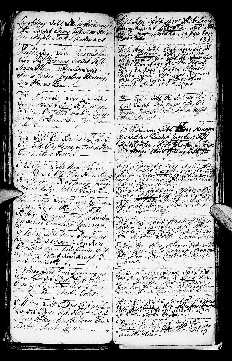 Lindås Sokneprestembete, SAB/A-76701/H/Haa: Parish register (official) no. A 1, 1699-1746, p. 183